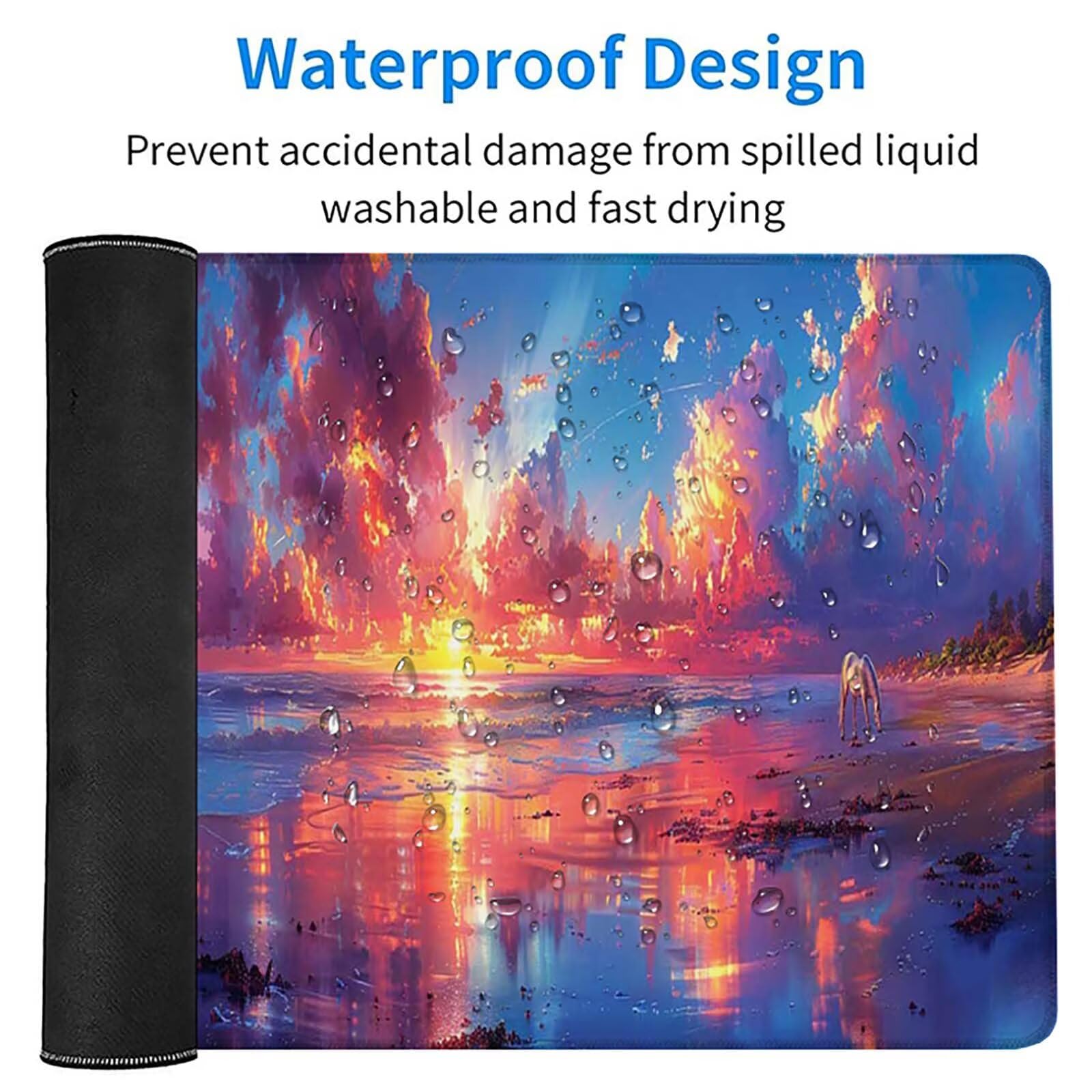 Podkładka pod mysz XXL 1200x600x3mm, kolorowa podkładka pod mysz do gier z antypoślizgową gumową powierzchnią, poprawia precyzję i szybkość, akcesorium biurowe, prezent dla mężczyzn, zachód słońca 9