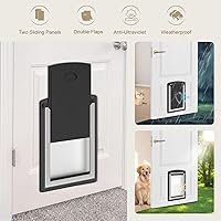 Vista 3 de MAVRICFLEX Puerta Grande para Perro para Puerta - Marco Todo de Acero Inoxidable, Dobles Solapas Suaves Resistente al Clima, 2 Paneles Deslizantes