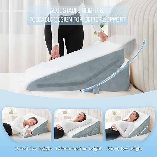 Miniatura 2 de FSCGIFE Almohada de cuña de cama para dormir de 12 pulgadas, 10 pulgadas, 87.5 pulgadas, almohada de cuña triangular de espuma viscoelástica