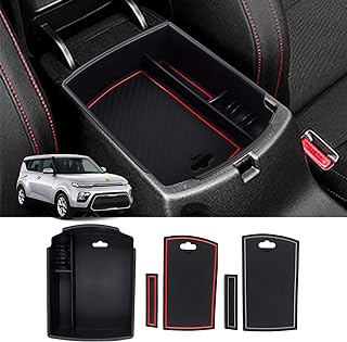 Center Console Organizer for Kia Soul 2020 2021 2022 2023 2024 2025 2026 Accessories Armrest Storage Box Secondary Insert Tray with 2 Color Mats