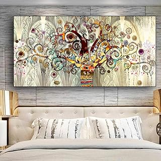 QianLei Albero della Vita di Gustav Klimt Paesaggio Wall Art Canvas Scandinavo Poster e Stampe Immagine Moderna di Arte della Parete per soggiorno-60x120 cm Senza Cornice