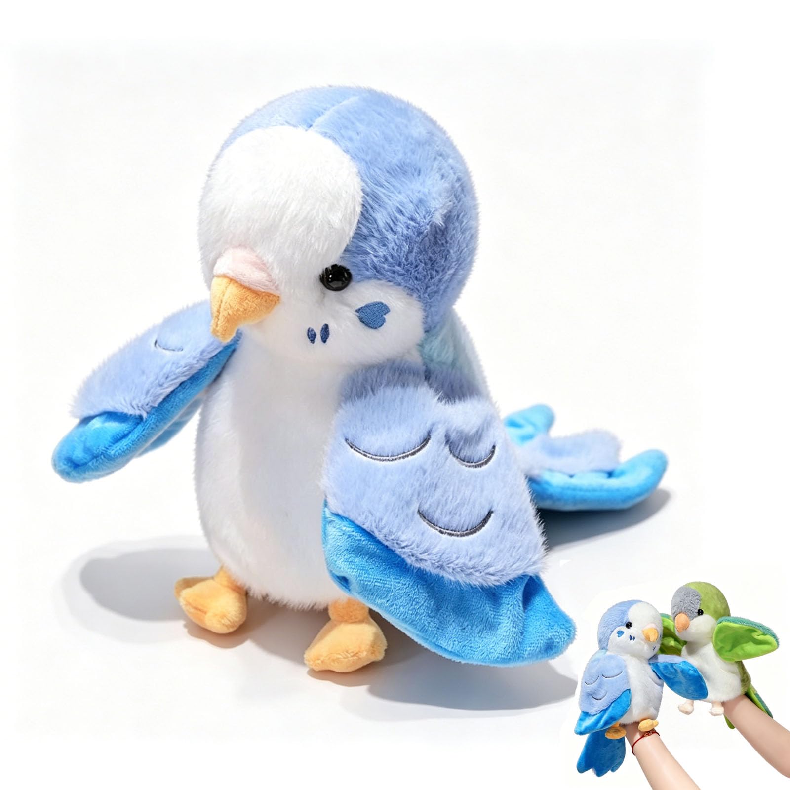 Parrot Hand Puppet, Realistic Plush Parrot Stuffed Animals, Interactive Bird Puppet, Soft Bird Plush Toy, Funny Animal Toy for Role Play Storytelling Teaching Birthday Gifts for Kids (20cm,Blue)