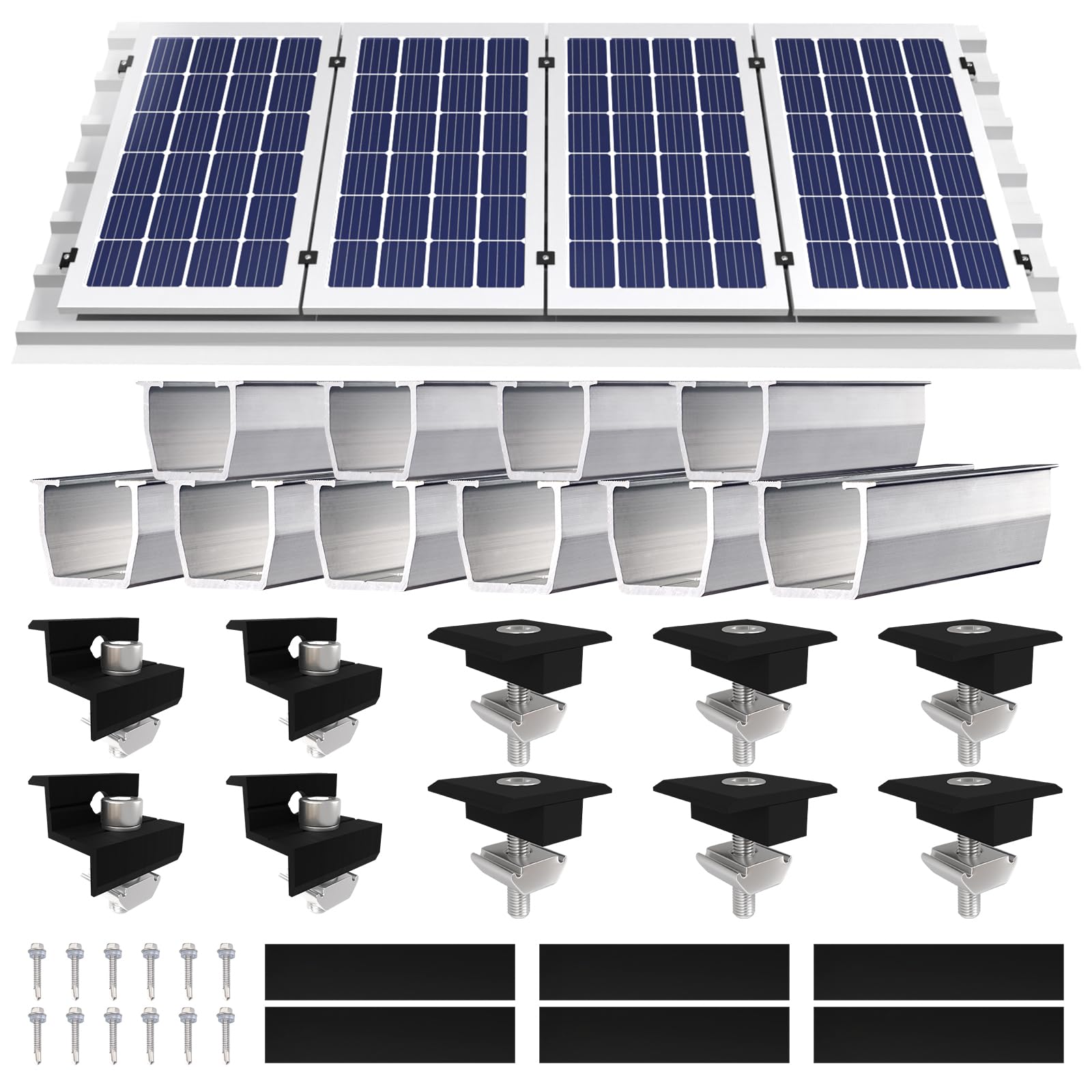 Supporto per modulo solare, fissaggio fotovoltaico su bitume, set montaggio 4 moduli PV