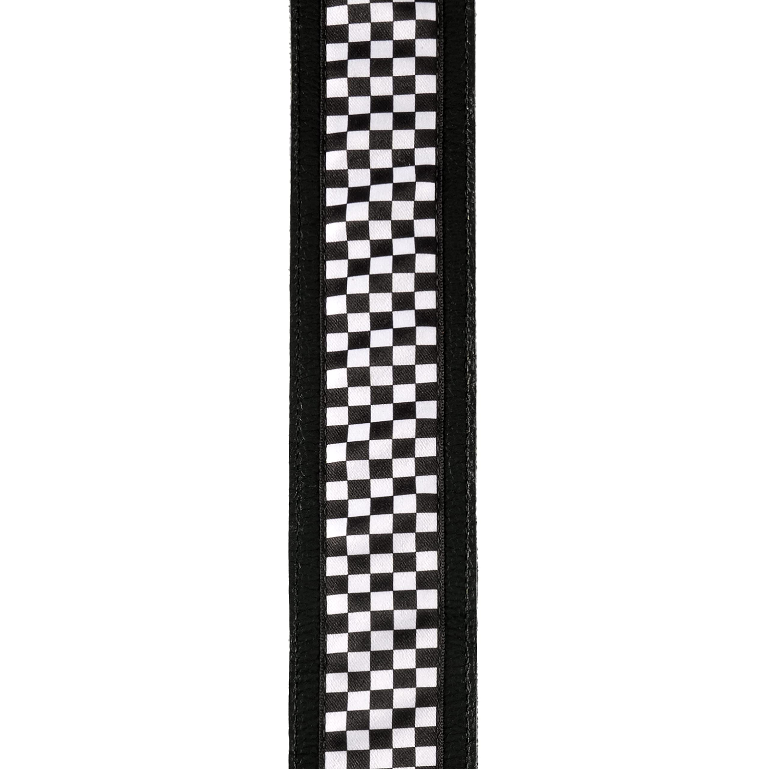 D'Addario Accessories Leder Gitarrengurt - Gitarrenzubehör - Gurt E-Gitarre, Gurt Akustikgitarre, Gurt Akustikgitarre E-Gitarre & Gurt Bassgitarre - schwarzes Leder, kariert