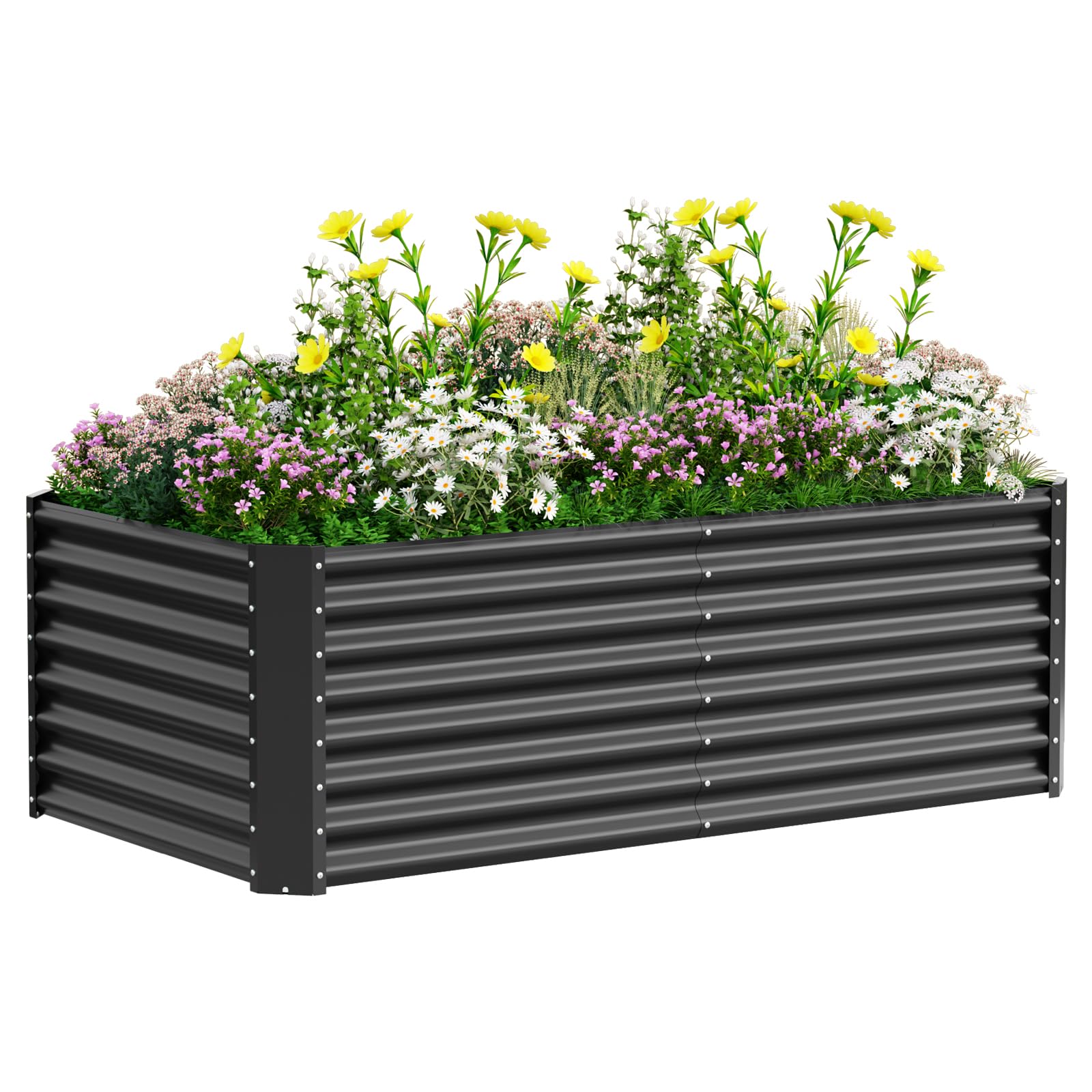 VELPAX Letto per Orto Rialzato in Metallo,183 x 92 x 61 cm Resistente alle Intemperie Orto Rialzato da Esterno Extra Grandi,Vasconi per Orto da Esterno in Acciaio Inox