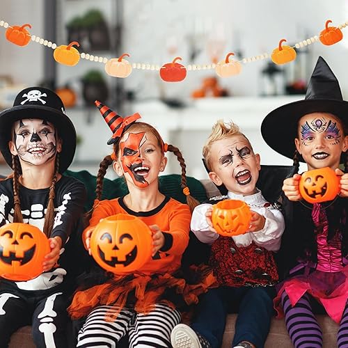 Miniatura 34 de Gistome Halloween Hanging Decorations Indoor - Felt Bat Wooden Beads Garland