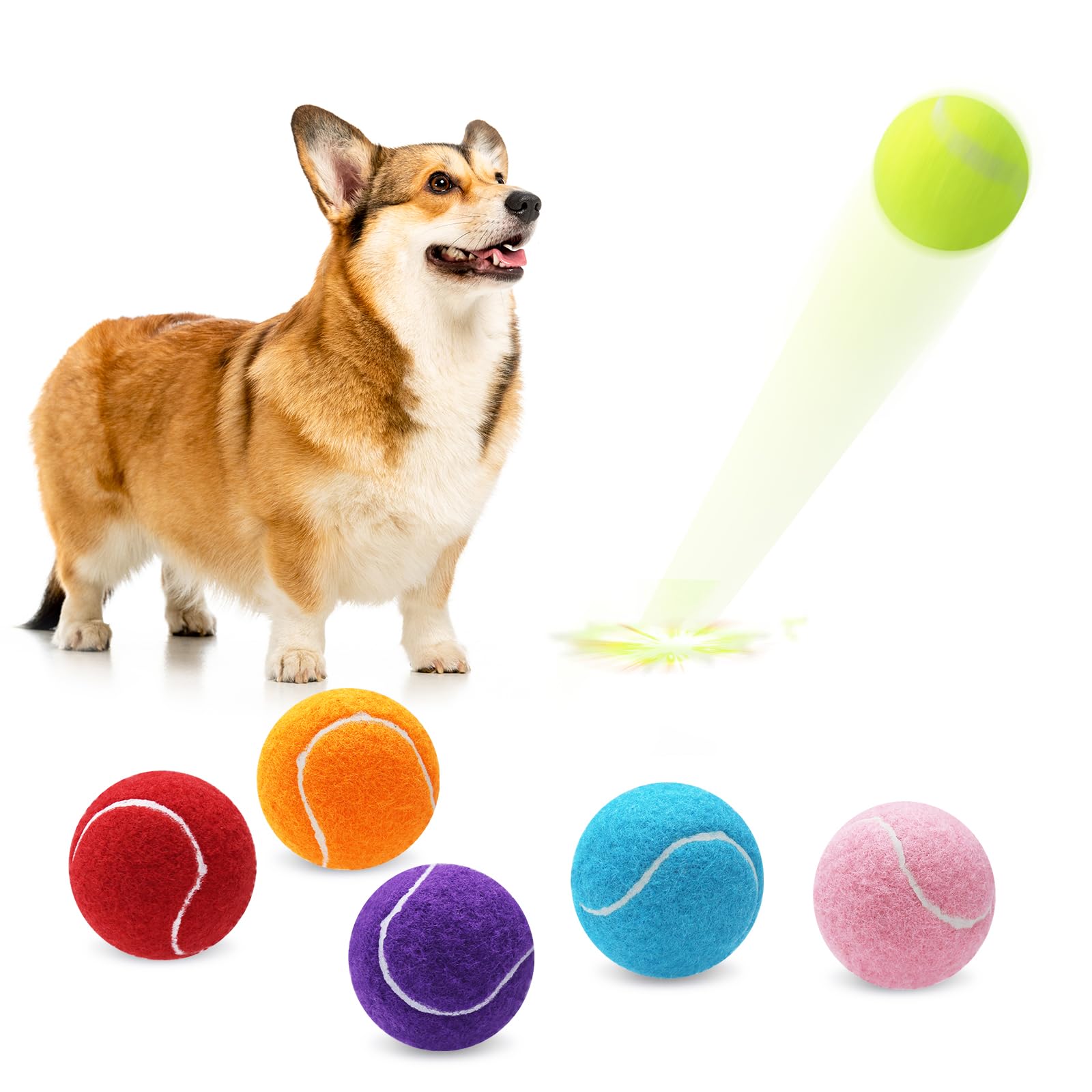 Magicorange 6 Pack Small Tennis Balls 2 inch Tennis Balls for Dogs Colorful Easy Catching Pet Playing Ball