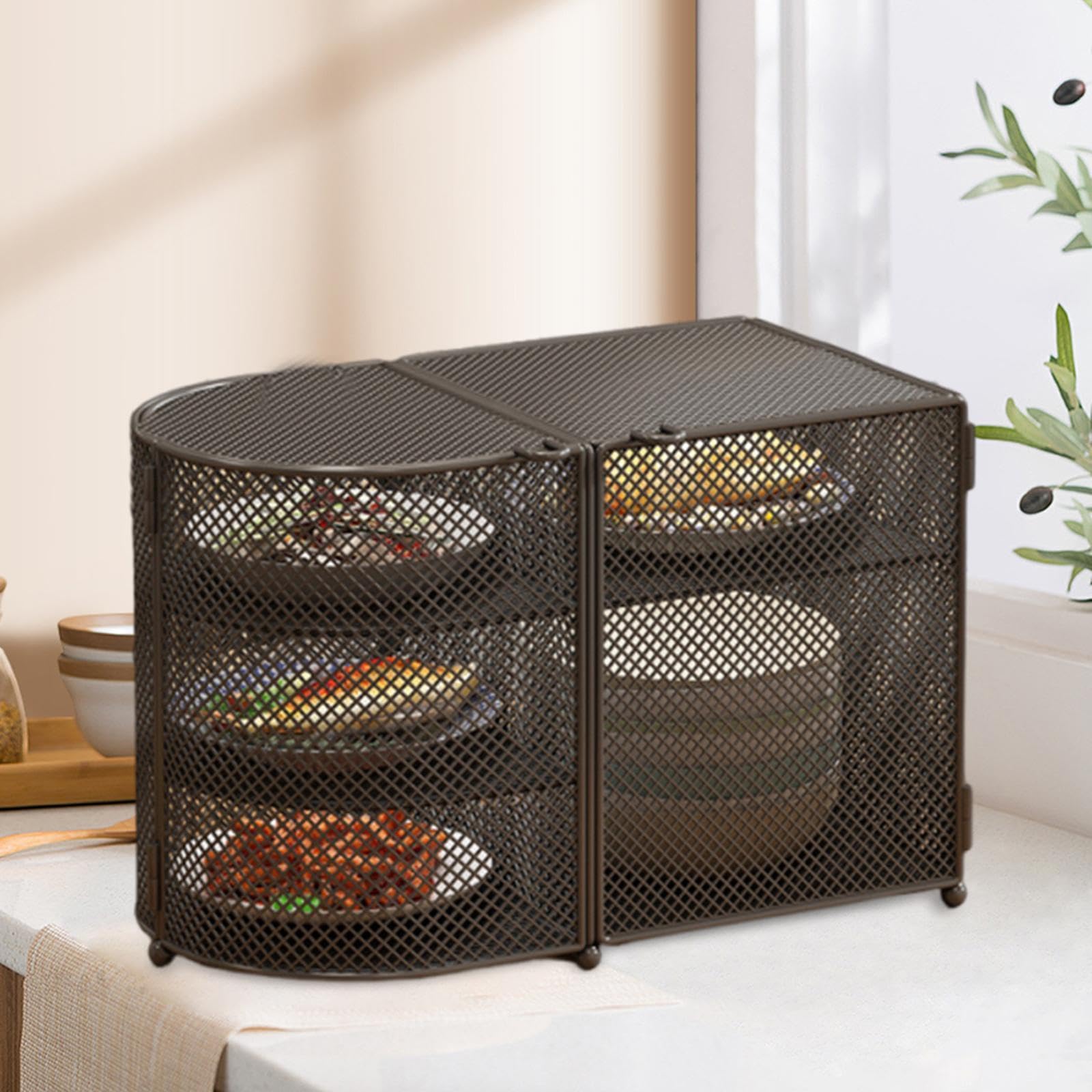 Copertura per alimenti in rete, riutilizzabile, pieghevole, grande, per barbecue, campeggio, feste in famiglia, picnic, tenda per alimenti, 48 x 31 cm, colore nero