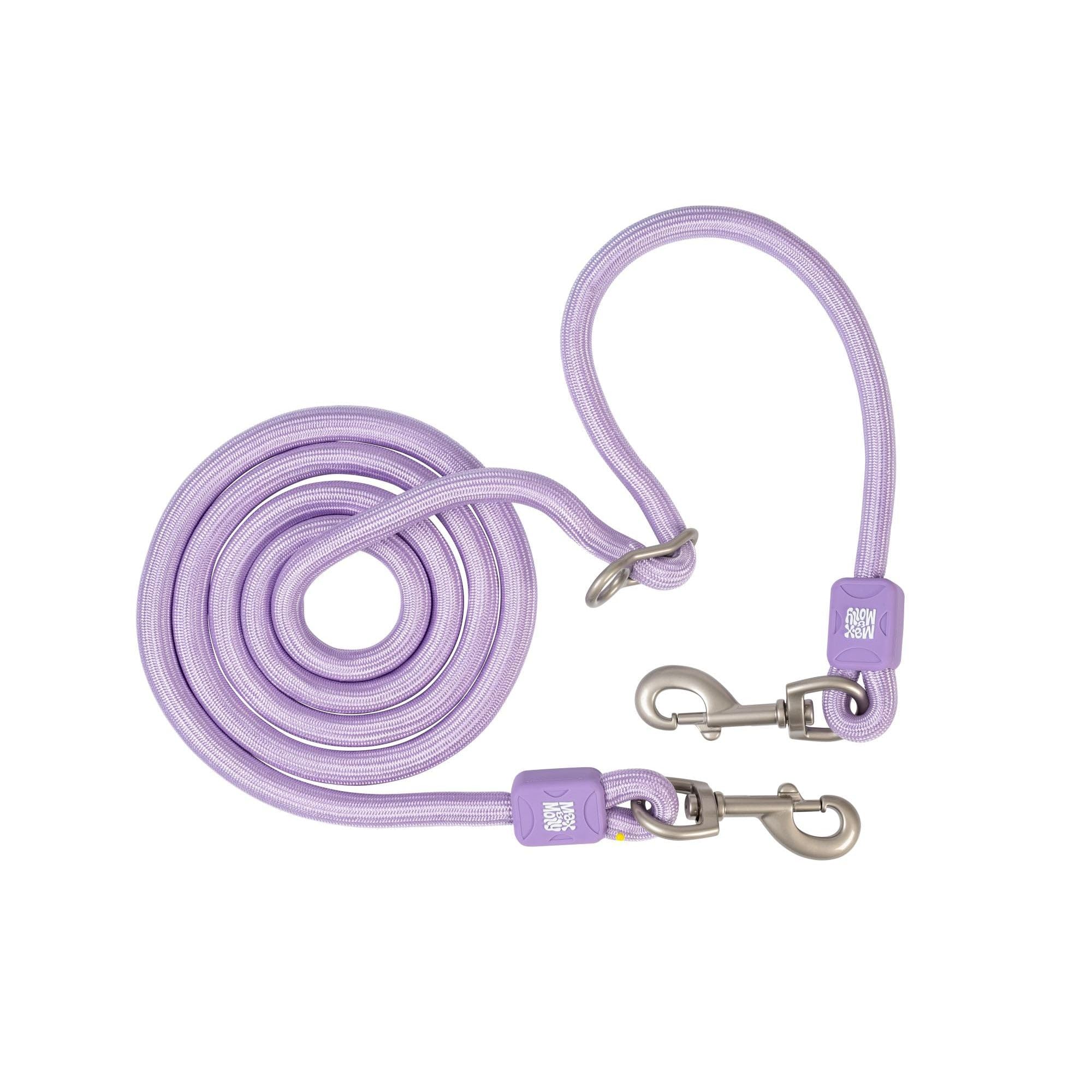Max & Molly Multifunktions Tauleine Hund, Matrix 2.0, Lavendel/M, 2m stufenlos verstellbare Leine mit 2 Karabinern, stylische Hundeleine aus Nylon - Komfort für Dich und deinen treuen Begleiter