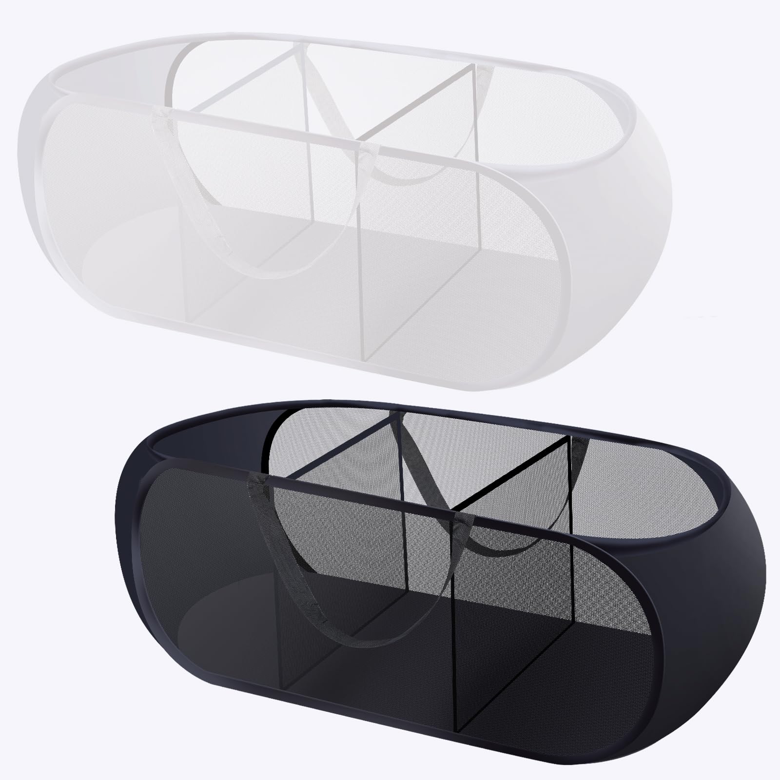 2 Pieces Up Laundry Hamper, 3 Compartment Collapsible Mesh up Laundry Basket, Collapsible Mesh Laundry Baskets for Family College Dorm Hoom Dirt