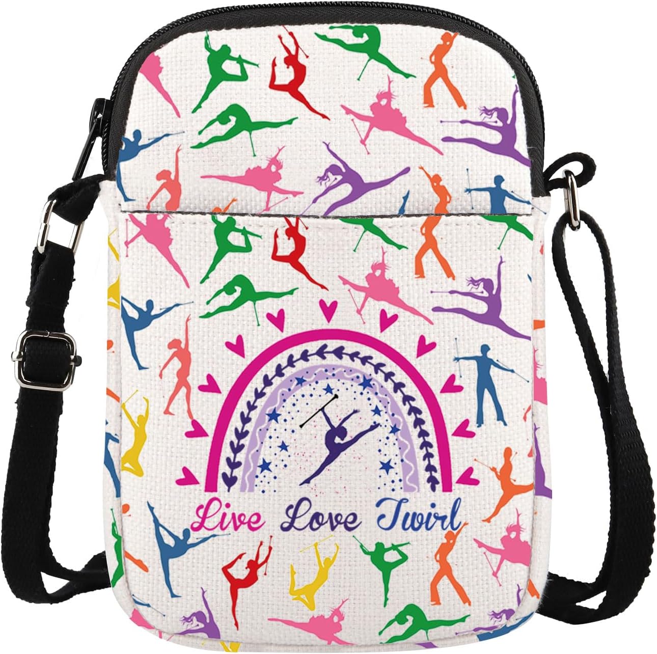 WSNANG Baton Twirler Crossbody Bag Live Love Twirl Messenger Bag Twirler Mom Gift Baton Twirling Gift Gymnast Twirling Gift