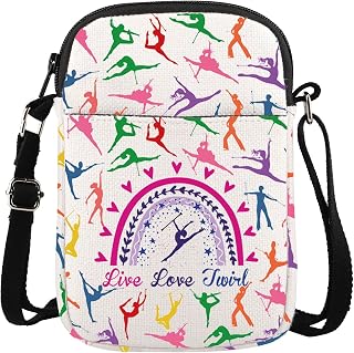 WSNANG Baton Twirler 크로스바디 백 Live Love Twirl 메신저 백 트월러 엄마 선물 배턴 트월링 선물 체조 선수 트월링 선물