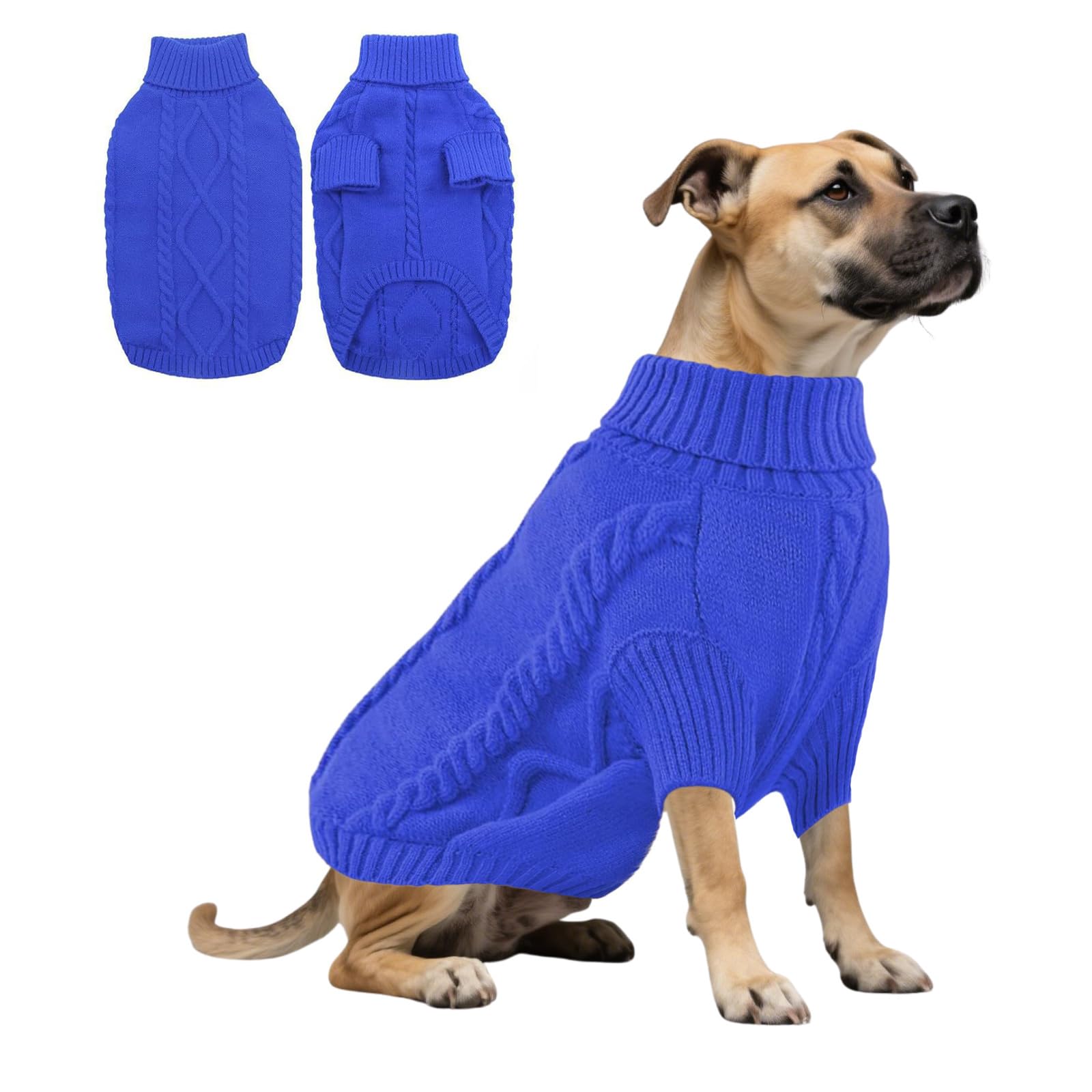 Dog Knitted Sweatshirt,Dog Winter Warm Jumpers Turtleneck Knitwear Cold Weather Puppy Vest Clothes for Cat Puppy Small Medium Large Dogs_XS(Blue)