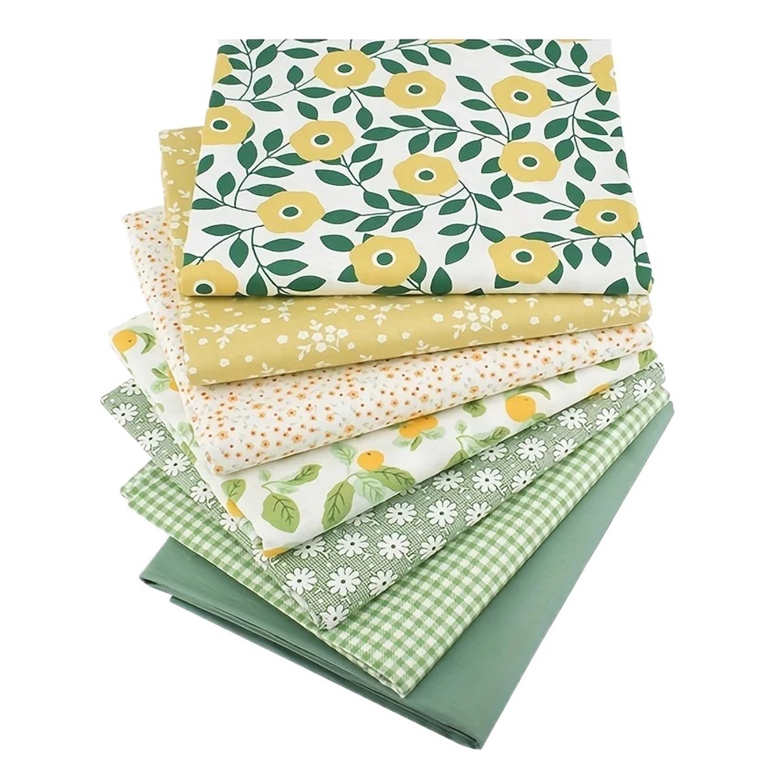 Tissu à Carreaux 7 pièces de tissu en coton à carreaux floraux verts