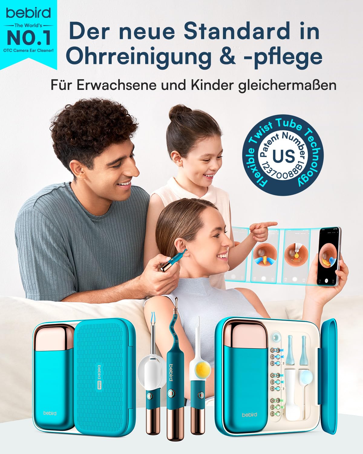 Bebird Pro Earsight Ultra Eliminador de cerumen con WiFi 5G y otoscopio 1080P HD, limpiador flexible con cámara y 30 puntas de repuesto, gotero de eliminación de cerumen para adultos, niños, iOS, Andr