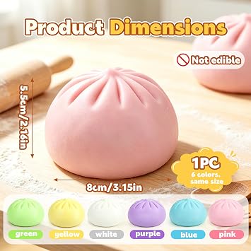 1Pc Dumpling Squishy,3.15inch Dumpling Squishies Mystery Box,Soft Stretchy Squeeze Toy for Adults Anxiety Relief Novelty Squeeze Ball Party Favors Classroom Rewards Office Desk(Yellow)