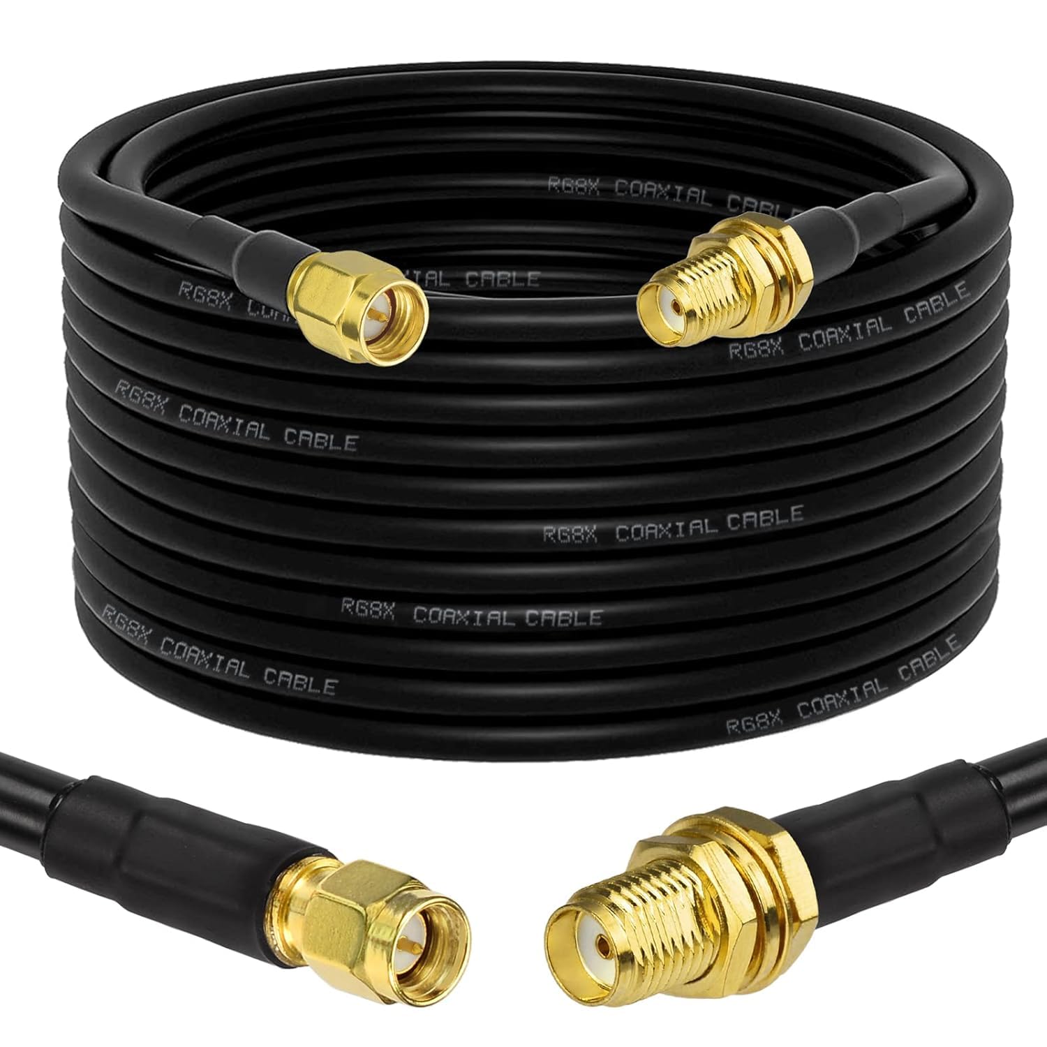 Superbat Cavo SMA Maschio-Femmina 10m Prolunga Antenna WiFi RG8X | Bassa Perdita, 50 Ohm, Flexible, 1 Pezzo, per Misuratore SWR, Analizzatore di Spettro, Amplificatore LNA a Basso Rumore