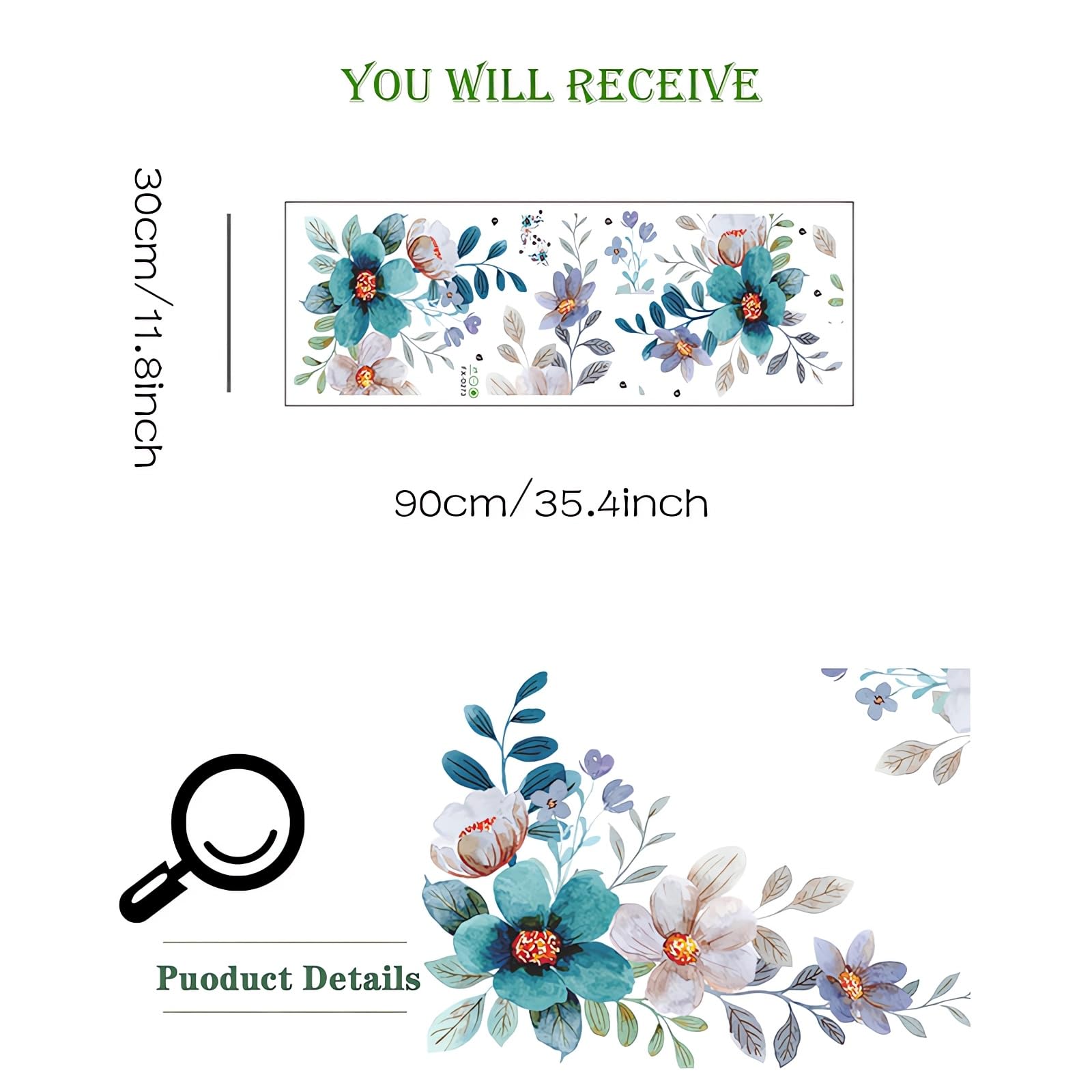 Sacinora Blue-Green Daisy Gerbera Flower Wall Sticker | Removable Vinyl Decal For Living Room, Bedroom, Nursery Decor - View #2