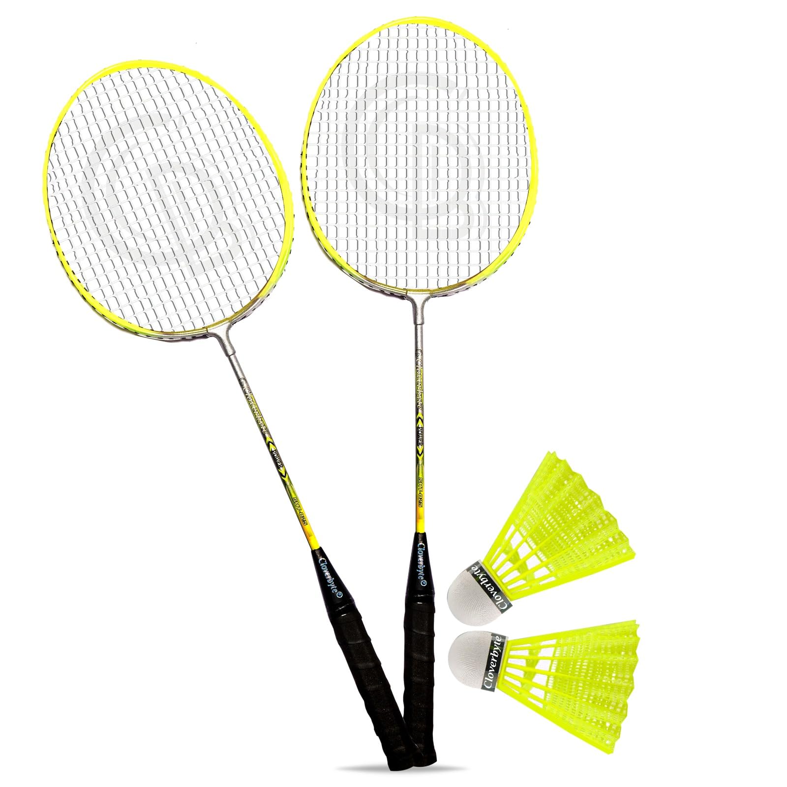 CLOVERBYTE Power Yellow Light Weight Racquet 1 Pair with Badminton Kit Shuttlecocks (2) (B0CGDC4QMN) Amazon Price History, Amazon Price Tracker