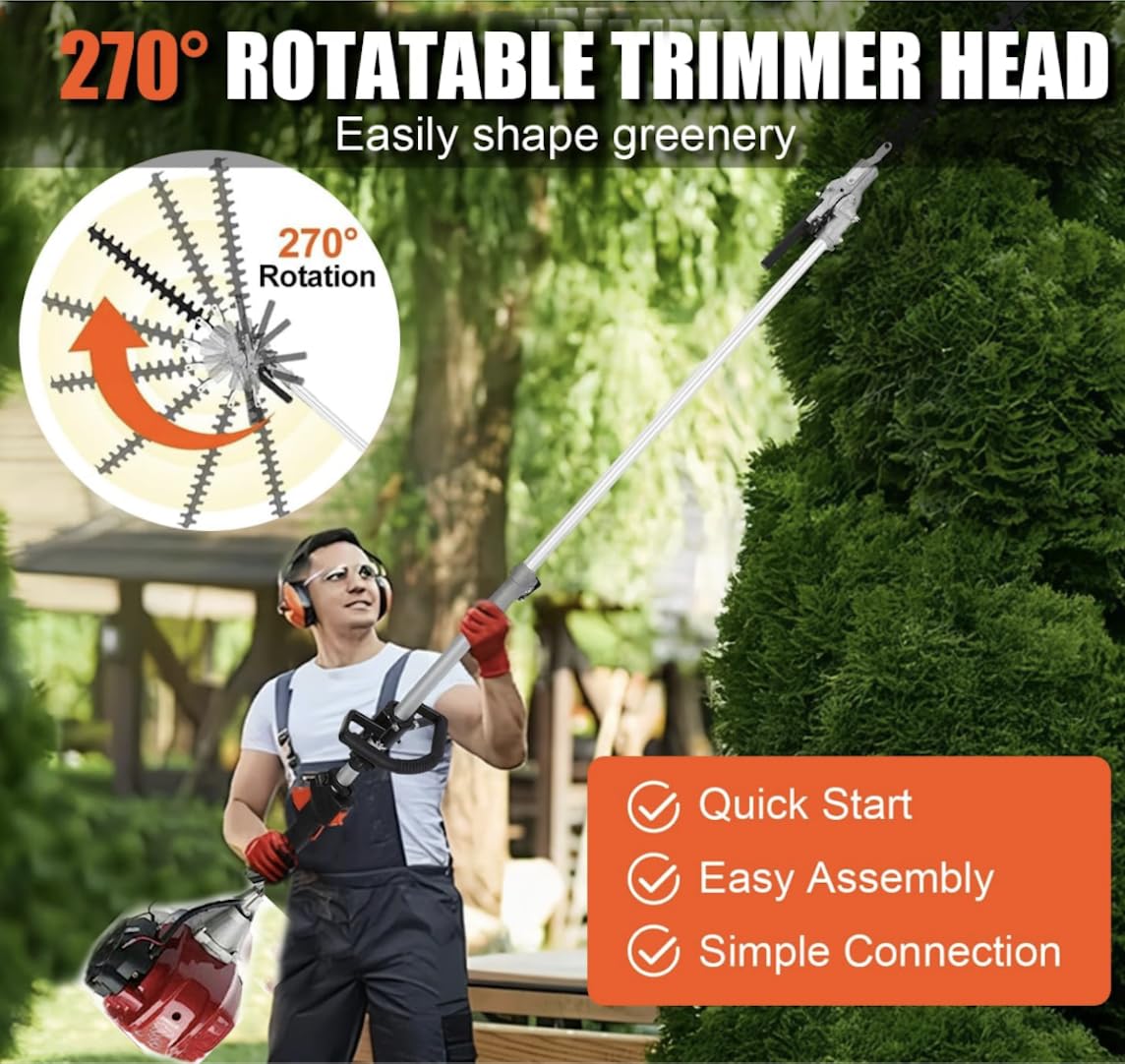 Desbrozadora Gx50 8 en 1 de 4 tiempos con 2 varillas de extensión para jardín