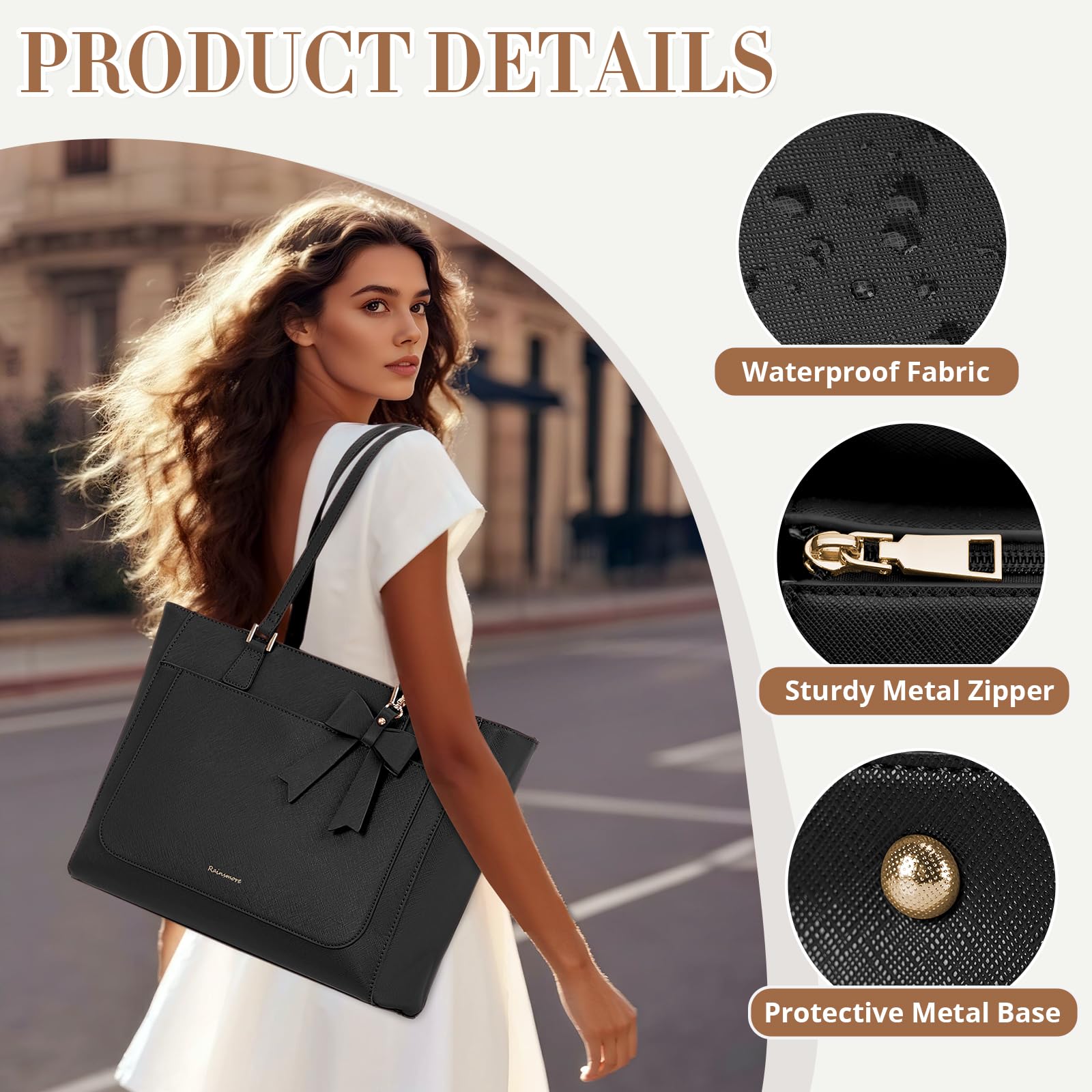 RAINSMORE Bolso Mujer Impermeable Bolsos de Mujer Cuero PU