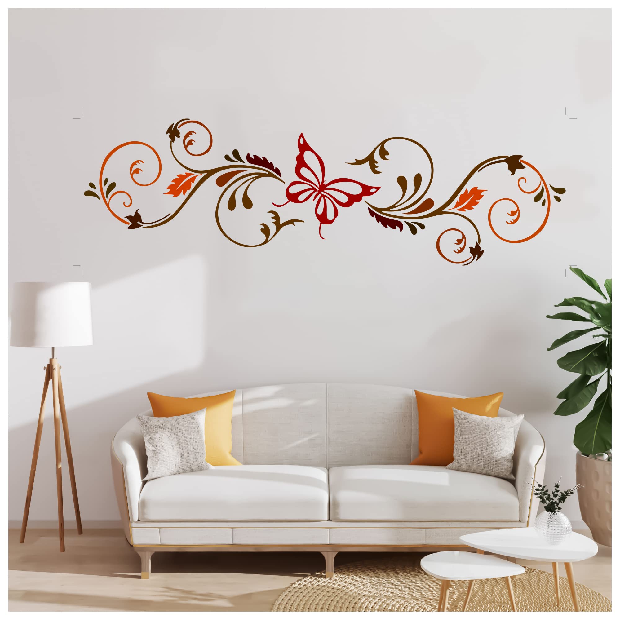 タペストリー India Kayra Decor Stencil for Wall Painting - Floral Butterfly Design