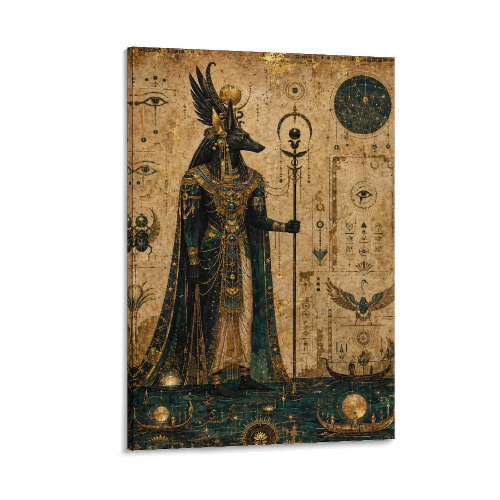 W7C8U2X3 Anubis Celestial Egyptian Canvas Wall Art, Ancient Egyptian