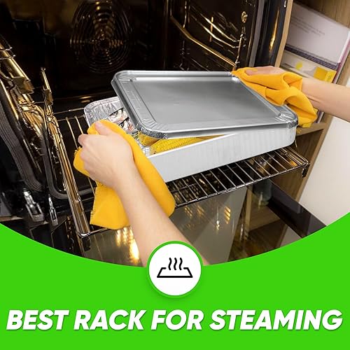 Miniatura 6 de Nagid Estante de acero inoxidable 100%  Se adapta a sartén de aluminio desechable estándar de 21 x 13 pulgadas  Tamaño 18 x 10.5 x 1.5 pulgadas