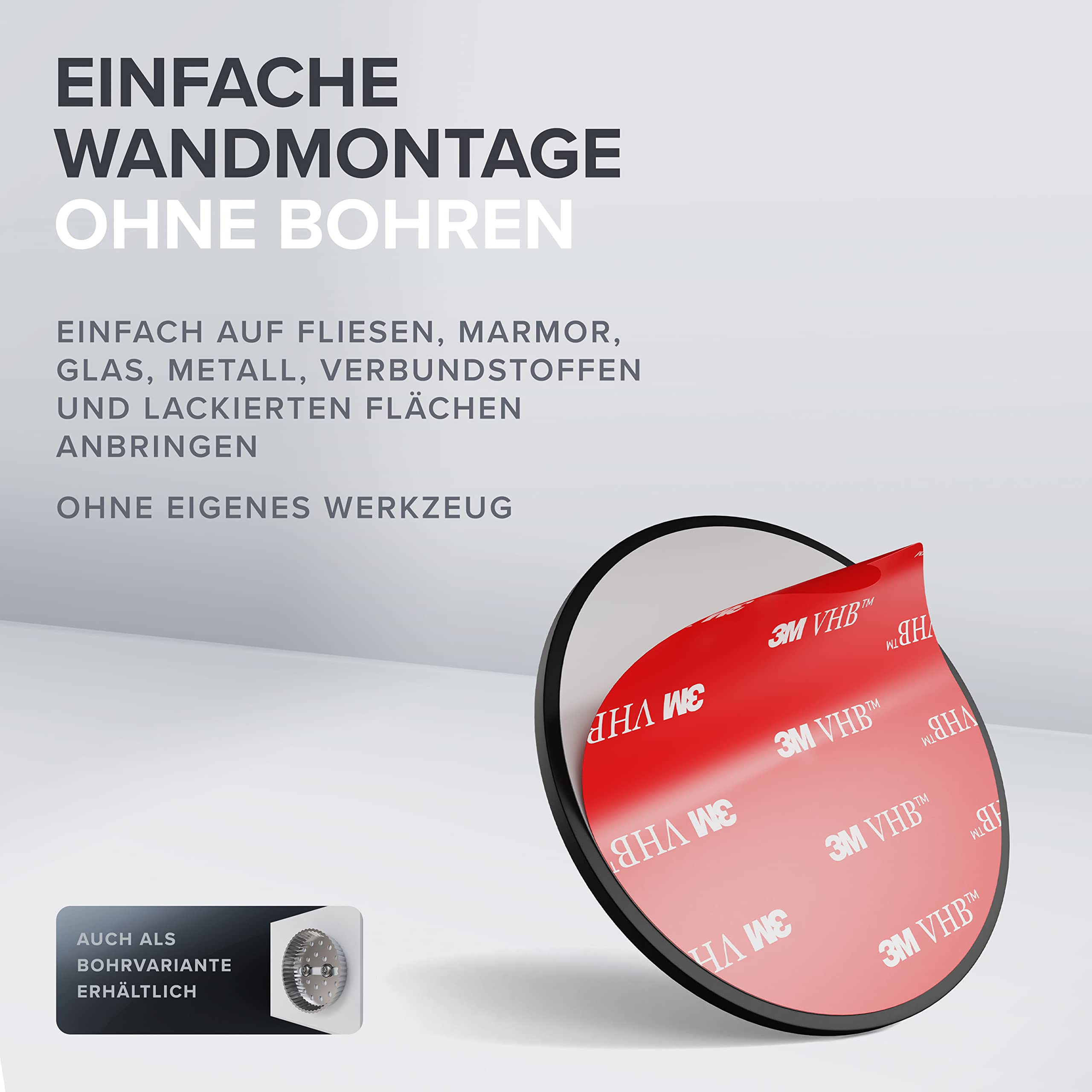 ovimar Handtuchring Halsnoy | rund | schwarz | ohne Bohren | Zeitloses Design | zum Kleben | Handtuchhalter für das Badezimmer