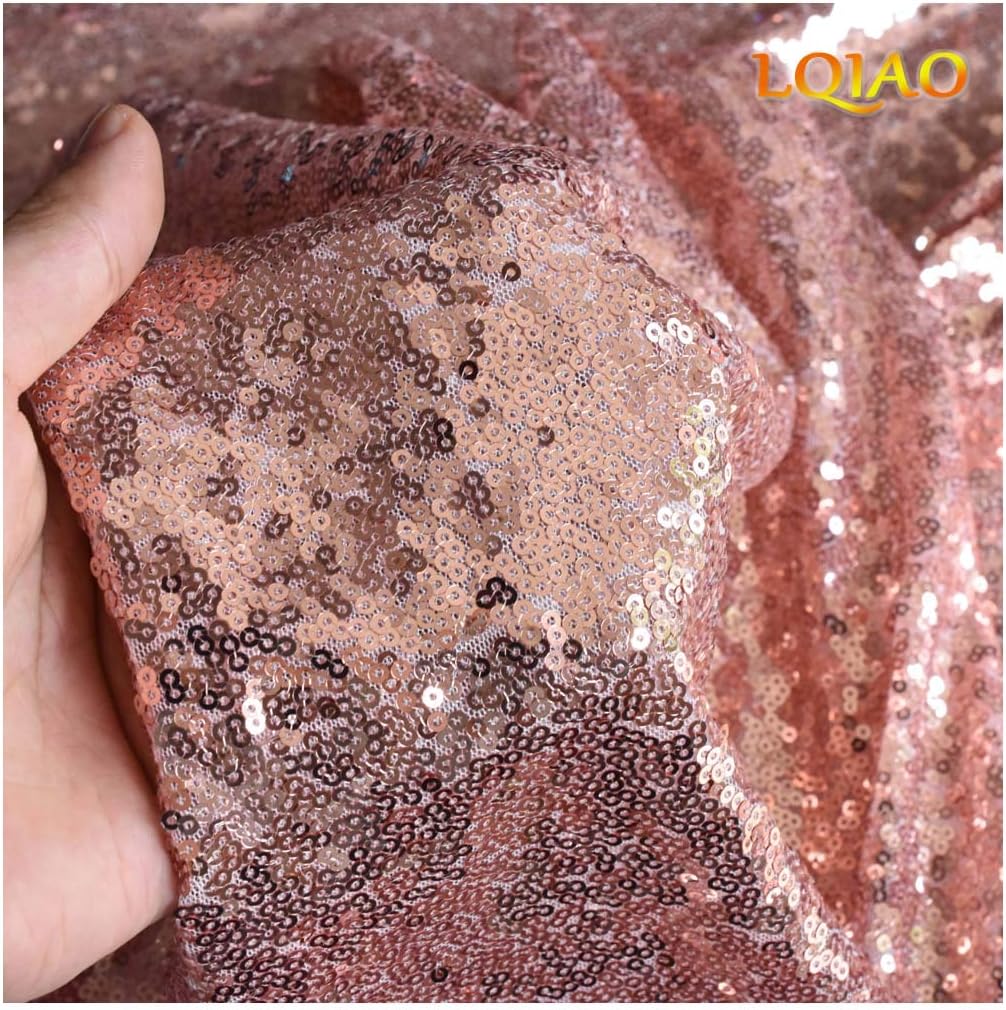 Pink Rose Gold Sequin Fabric Sparkly Sequin Fabric by The Yard Knit Sew for Shower Curtain Drawer Storage Cubes Mermaid Tail Wedding Dress Home Curtain DIY