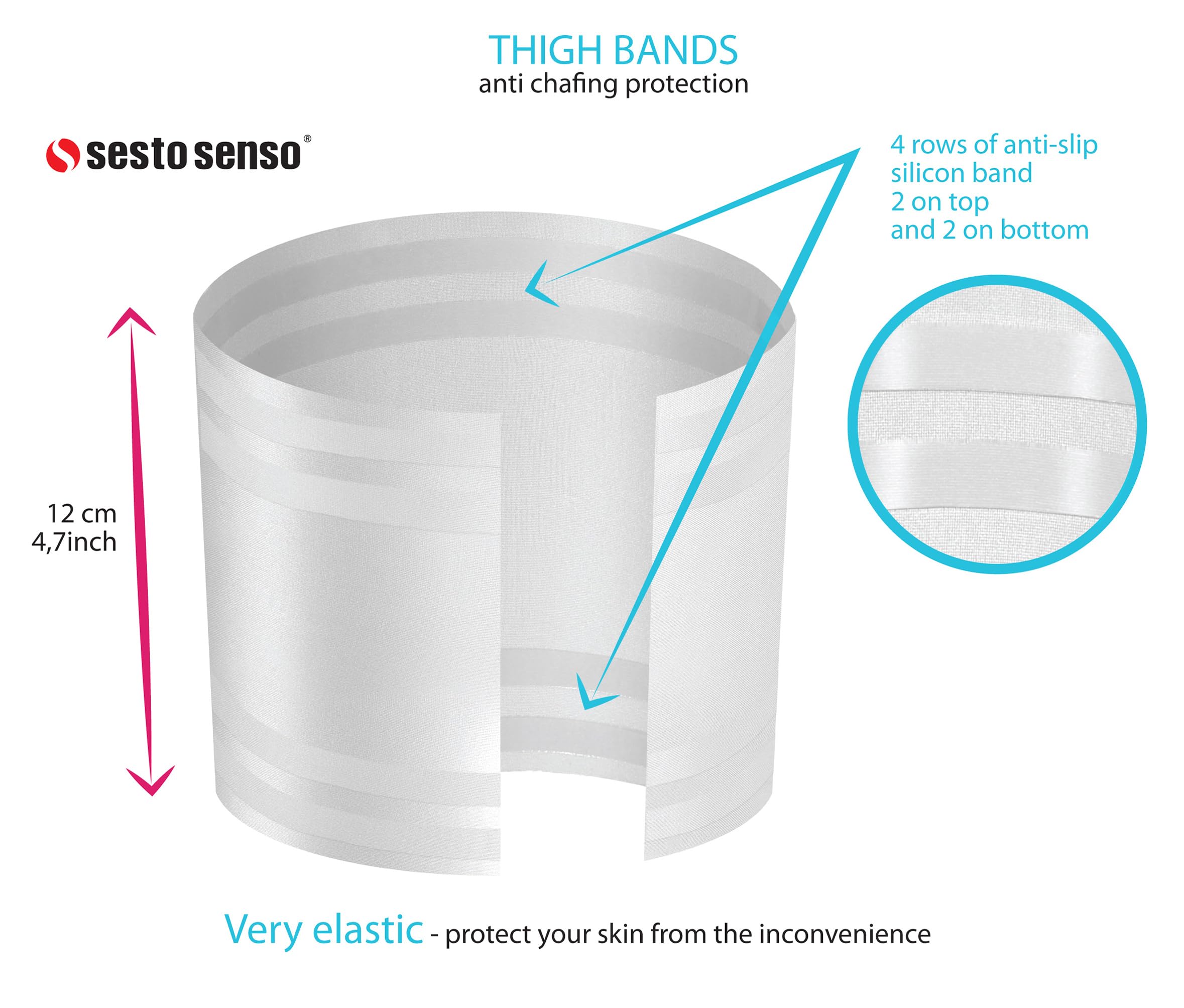 sesto senso Bandes de Cuisses Protège-Cuisse Elastiques Antidérapant Silicone Bande Dentelle Lisses