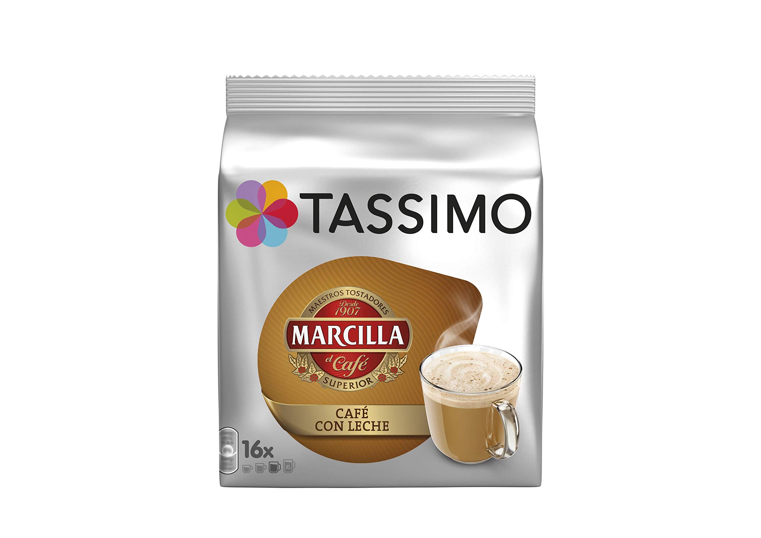 TASSIMO L'Or Café Capuccino 5 paquetes de 8 unidades: Total 40 unidades + Marcilla Café con Leche 5 paquetes de 16 cápsulas: Total 80 unidades