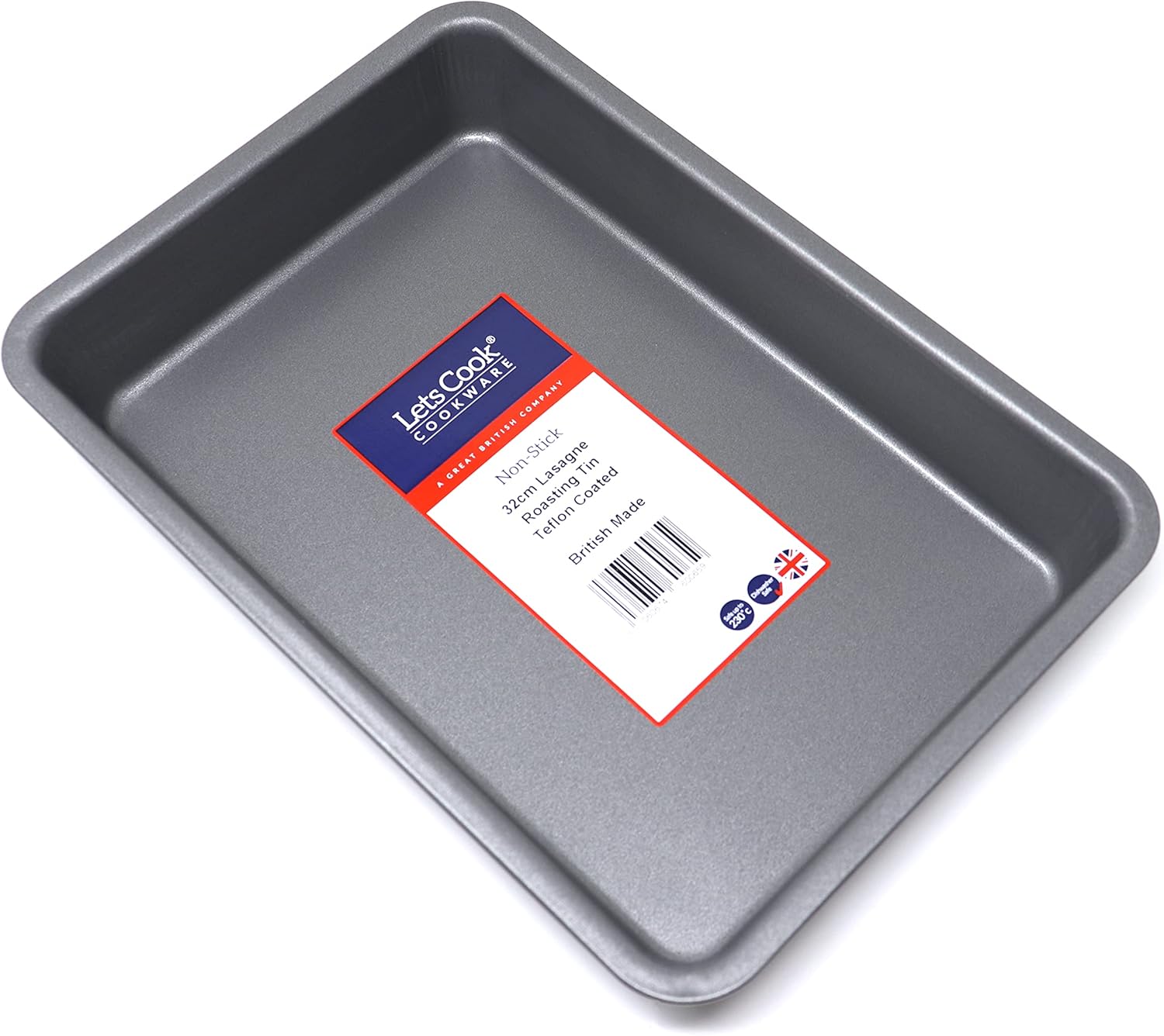 Lets Cook Cookware 32cm Lasagne Tray Bake Roasting Tin, British Made