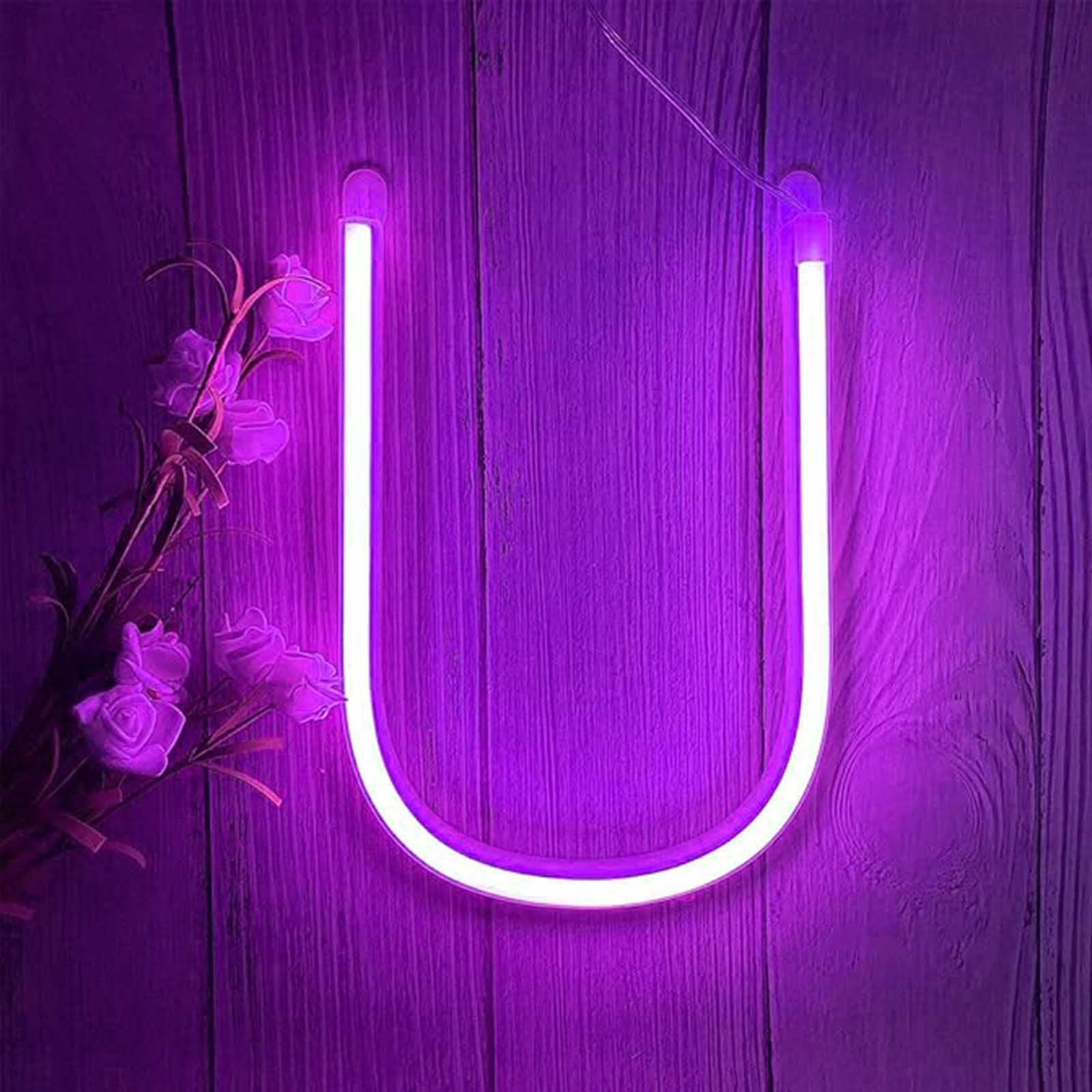 Energy-Saving Purple LED Neon Sign - USB/Battery Powered Custom Letters for Wedding Arches YouTube Backgrounds Retail Stores Bedroom Wall Art and Special Events Lighting（Letters U） — image 1