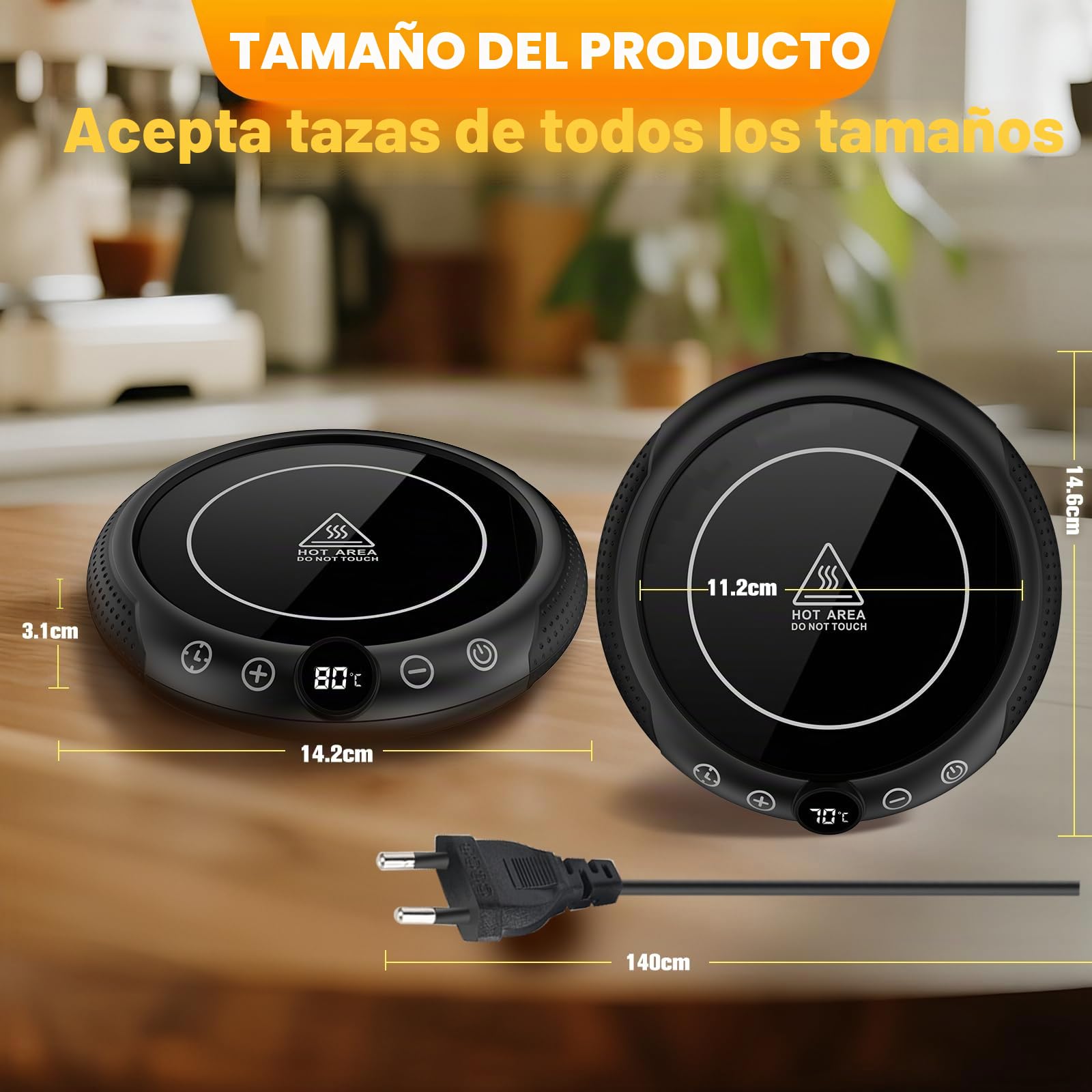 XREXS Calentador de Tazas Eléctrico para Café y Té, Mantenedor de Bebidas Calientes Portátil, Ideal para Hogar y Oficina, Compatible con Varios Tamaños de Vasos (Taza No Incluida)