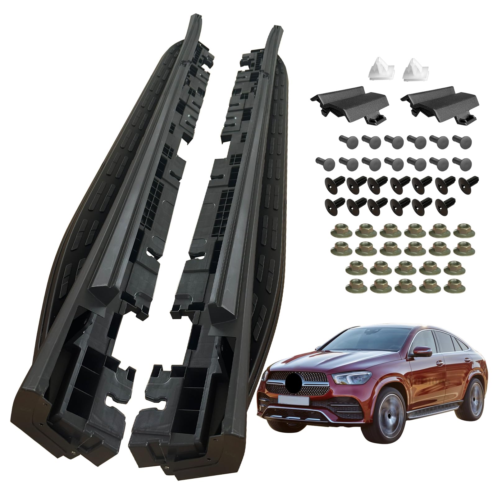 Running Boards Side Pedal Compatible with 2020 2021 2022 2023 2024 Mercedes Benz GLE-Class Coupe C167 GLE 53 AMG GLE 63 AMG Side Steps with Brackets,2 PCS Right & Left Side Step Rail Nerf Bars(Black)