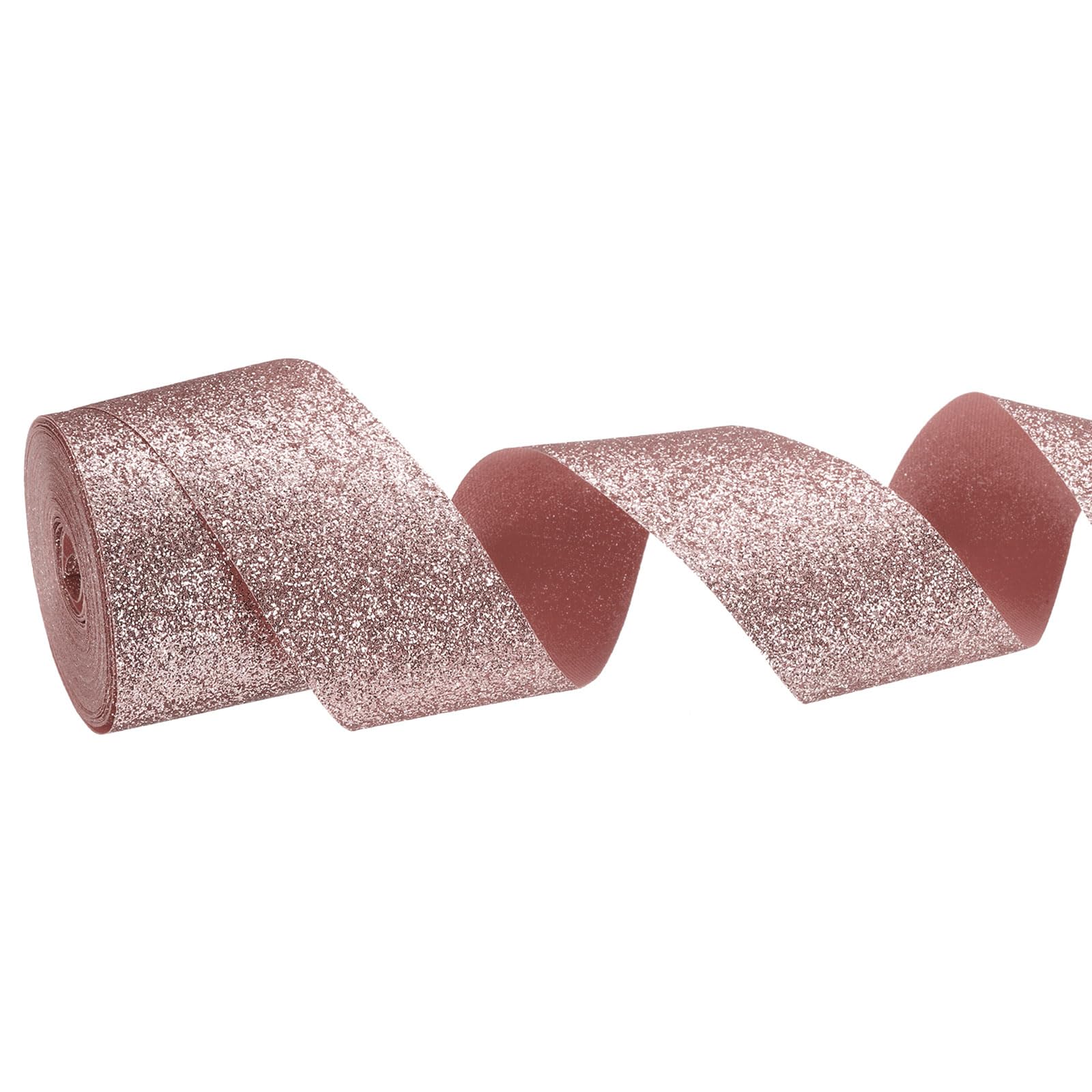 PATIKIL Metallic Glitter Ribbon Roll, 38mm x 9m Sparkly Ribbon Single Sided Cut Edge Gift Wrapping Fabric Rolls for DIY Crafts Wedding Bouquet Party Christmas Decor, Coral Pink