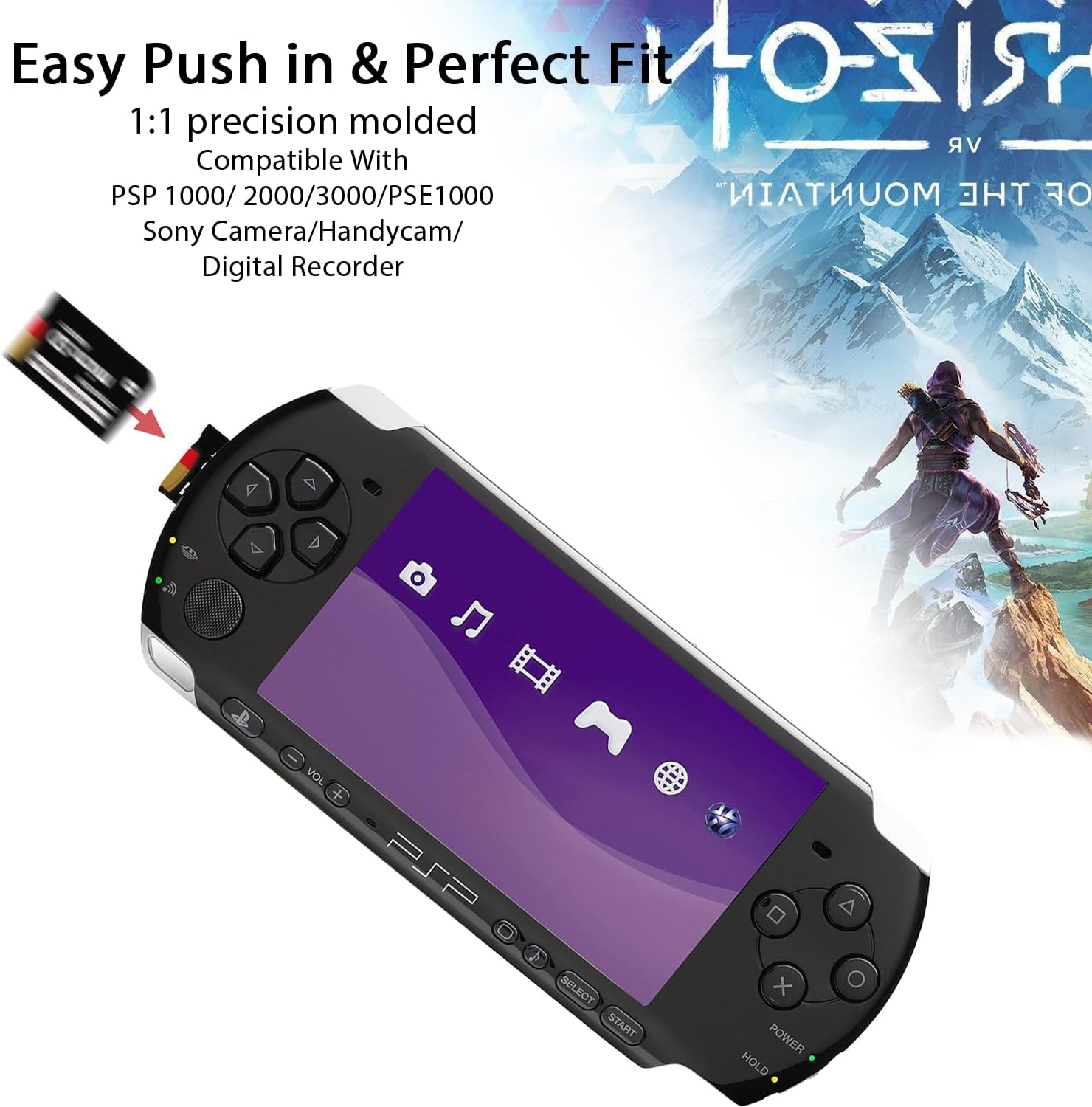 PSP Memory Stick Adapter with 128GB Micro SD Card, Micro SD/SDHC/SDXC to Memory Stick PRO Duo MagicGate Card Compatible with PlayStation Portable, Camera, Handycam, Smartphone, PSP 1000/2000/3000