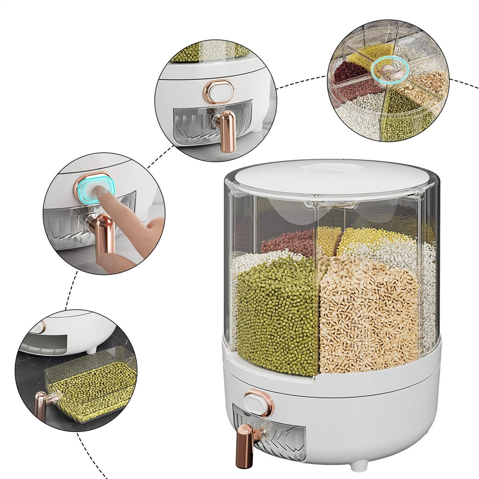 Rice Dispenser | 360 Degree Rotating Transparent Dry Food Dispenser |
