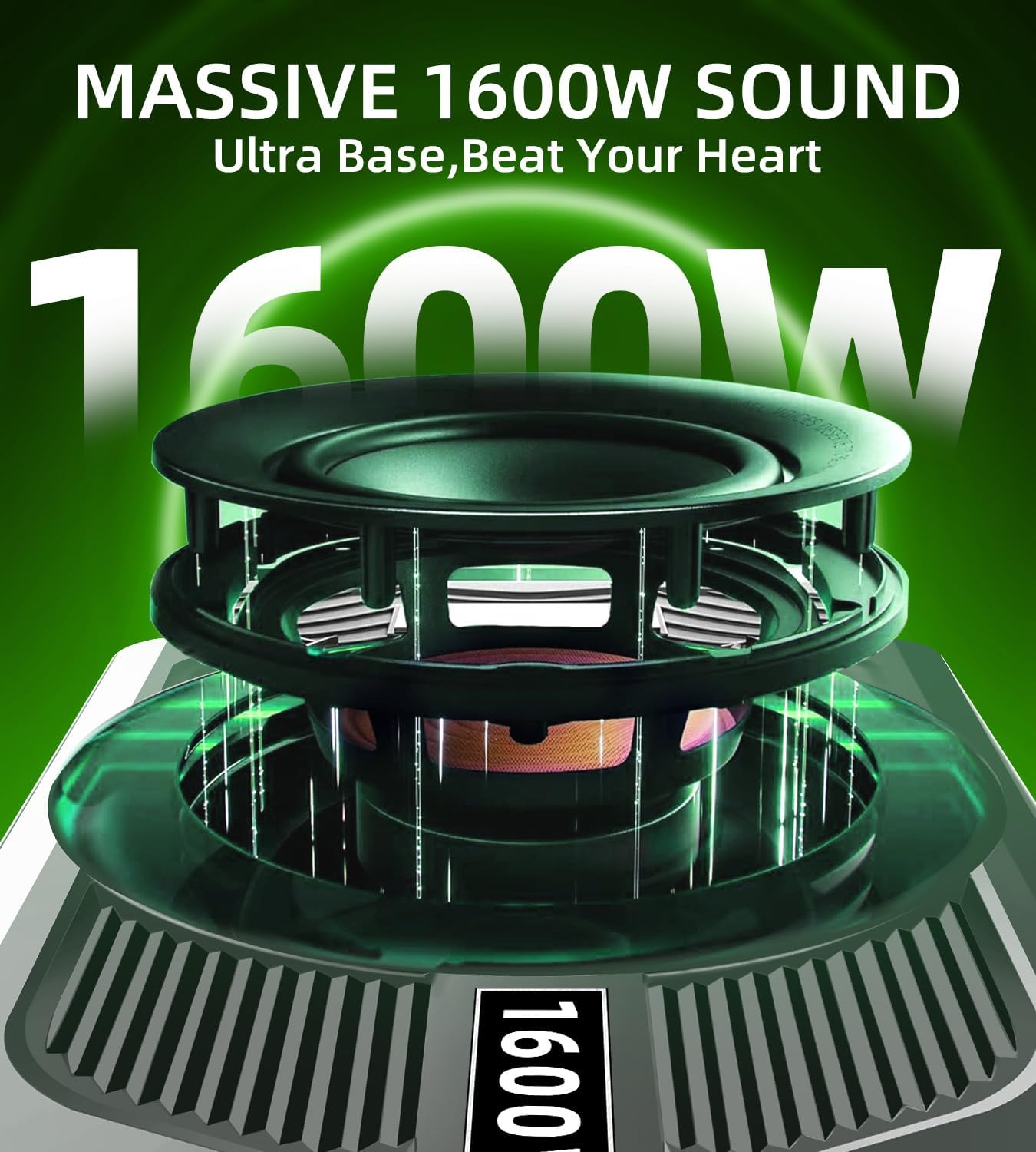 Upgrade1600W Under Seat Subwoofer | 10" Slim Car Sub with Built-in Amp, RGB LED Lights, APP Control | Independent Bass Knob, LPF, Gain, Bass Boost | High Output Deep Bass Distortion-Free Audio