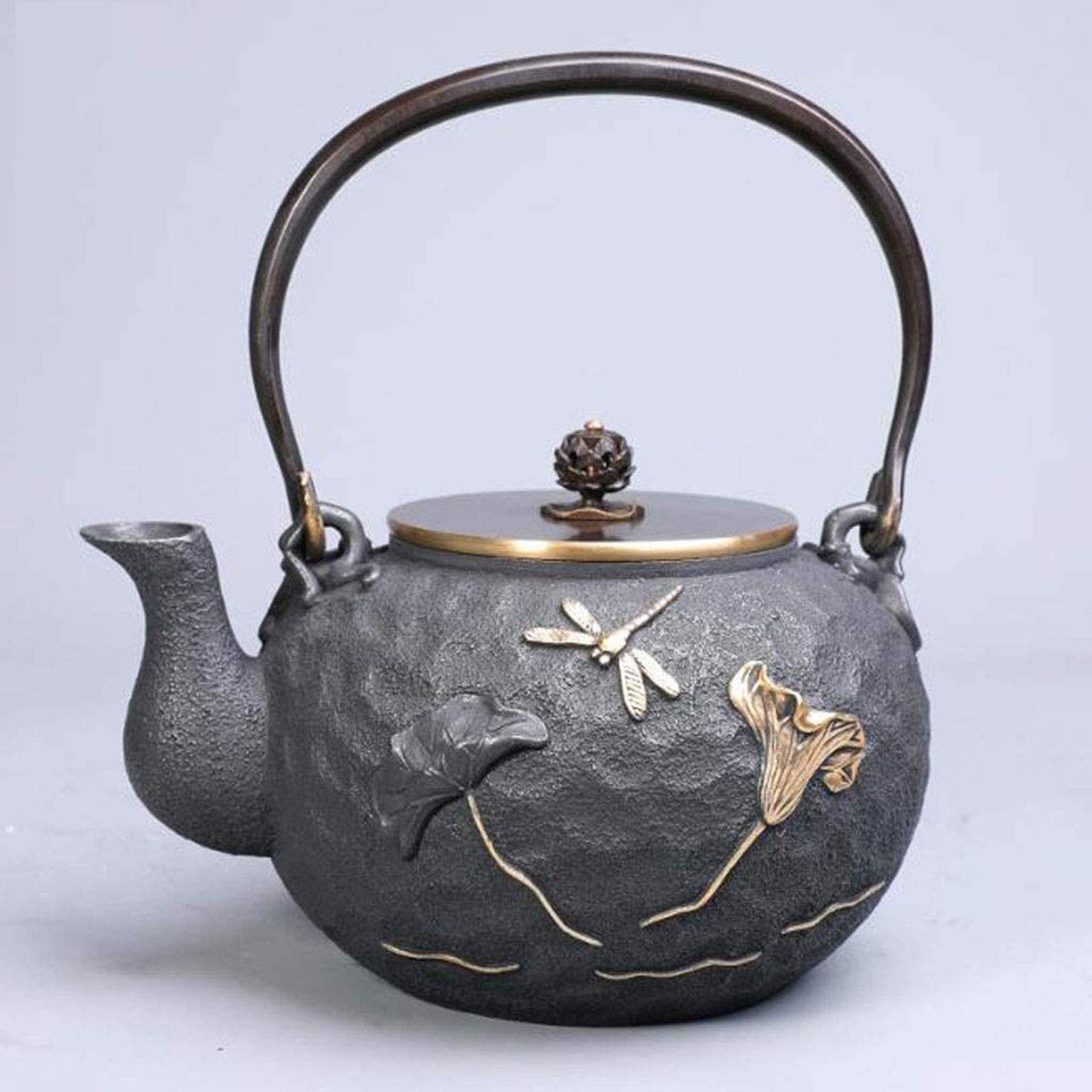 MGEMJMJ Japanese Tea Kettle Tea Pot, Retro Tea Kettle For Loose Leaf Tea, Cast Iron Handmade 1.2 Litre Small Tea Maker For Living Room Office Tea House