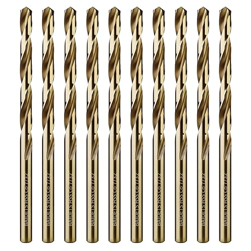 Miniatura 9 de Juego de 10 brocas de cobalto de 18 pulgadas, juego de 10 brocas de acero de alta velocidad BAIDETS M35, juego de brocas helicoidales para metal