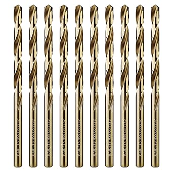 7/32 Inch Cobalt Drill Bits - Set of 10 Pcs, BAIDETS M35 High Speed Steel Jobber Drill Bits, Twist Drill Bits Set for Hard Metal, Stainless Steel, Cast Iron, Plastic and Wood