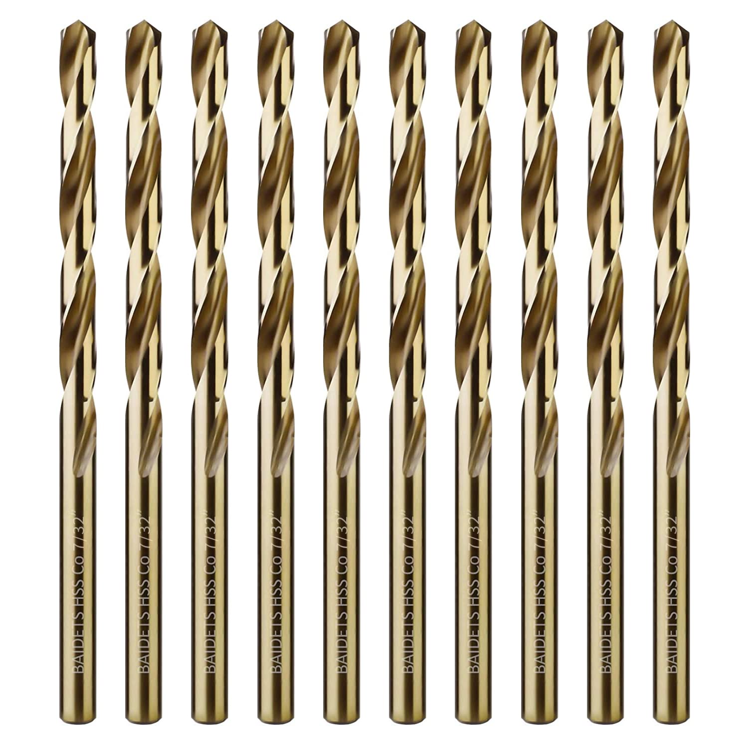 BAIDETS 10-Pack M35 Cobalt Drill Bits – Tough 1/4 Inch Bits For Steel, Iron & Hard Metals