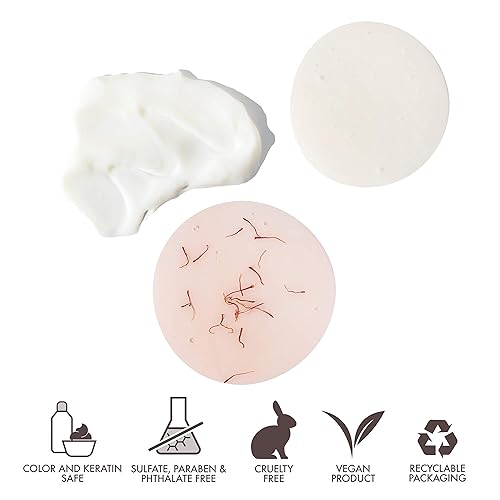 Miniatura 5 de Joon Juego de trío hidratante | Elixir de pelo de azafrán de 1.1 onzas, champú y acondicionador de rosa de azafrán de 10.1 onzas