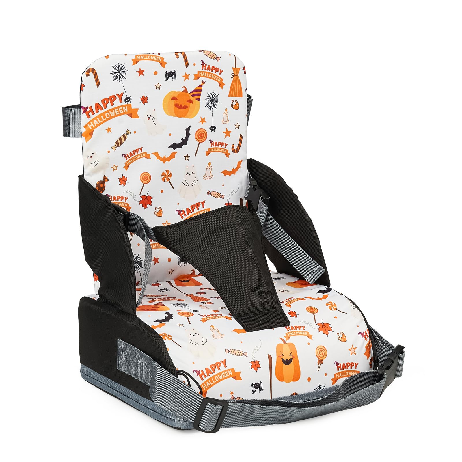 Asiento ajustable para niños pequeños para comer, respaldo protector antideslizante, silla de aumento de altura, asiento plegable portátil