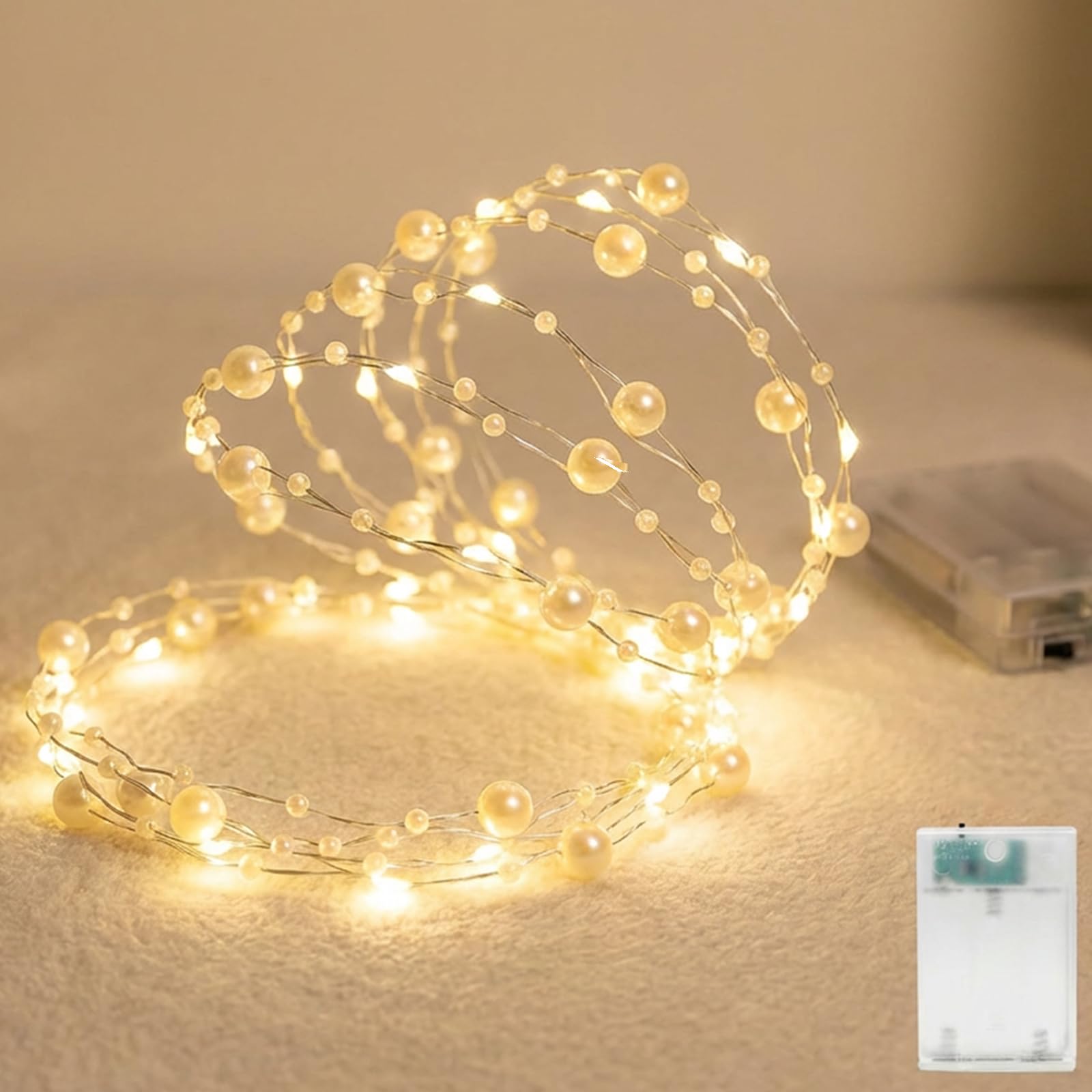 Afaiup Lichterkette Perlen, 2m 20 LED lichterkette innen batterie mit Timer