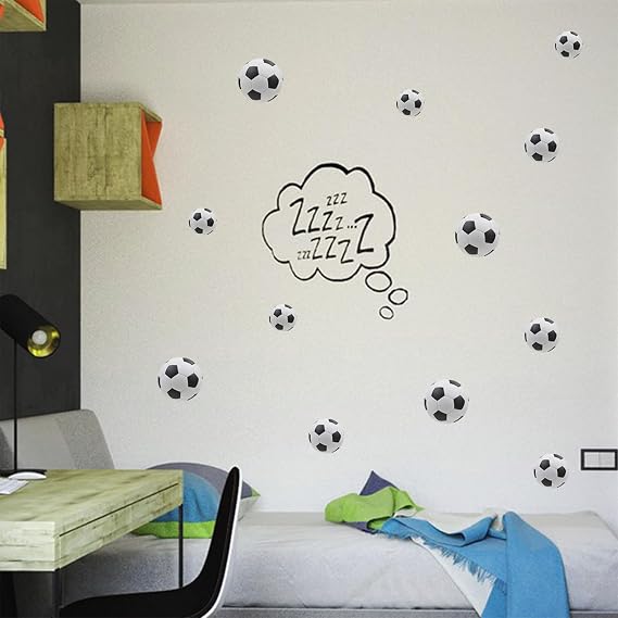 56 PCS Football Wall Stickers,4 Sizes Self Football Stickers