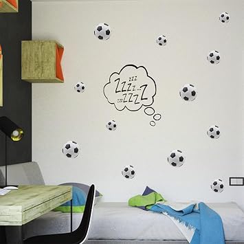 56 PCS Football Wall Stickers,4 Sizes Self Football Stickers