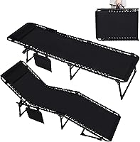 Vista 6 de MUPATER Tumbona de patio de 4 pliegues para exteriores con bolsillo desmontable y almohada, tumbona reclinable portátil para playa, campamento
